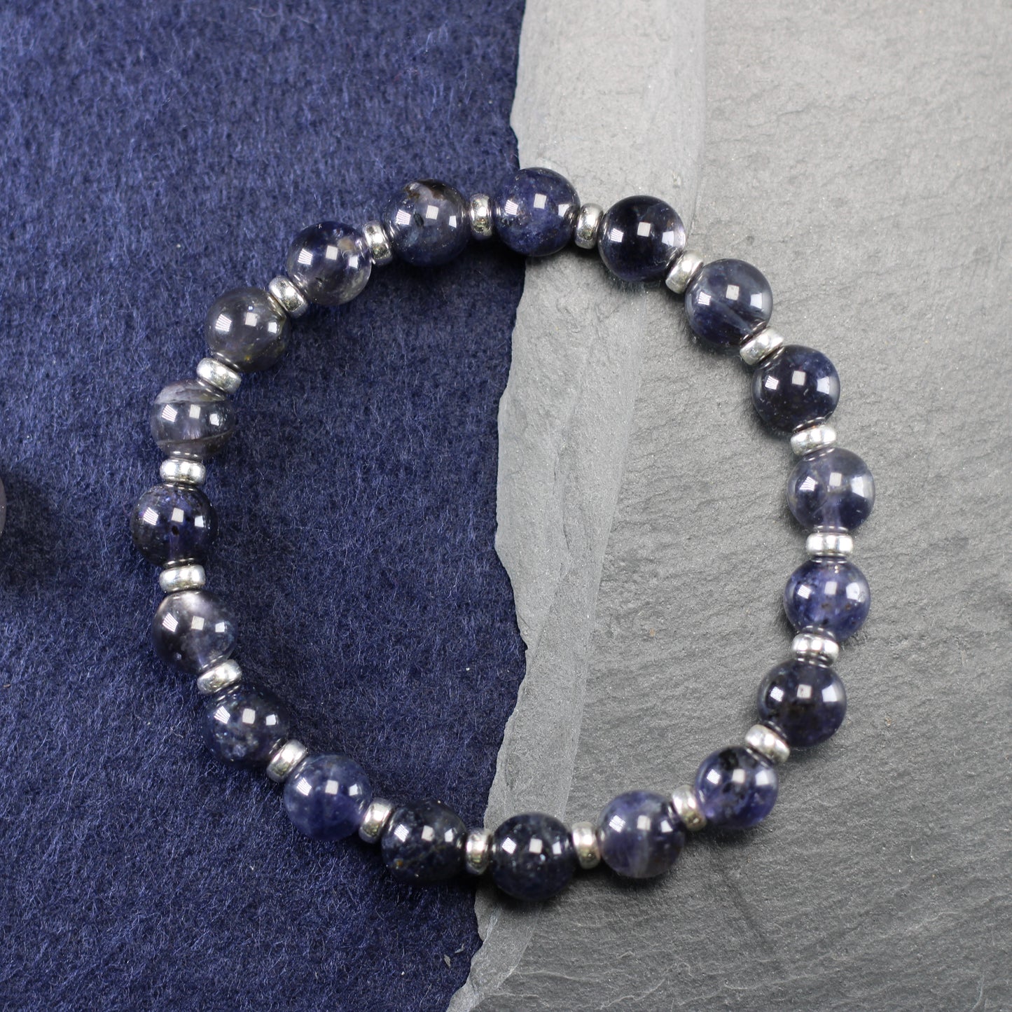 Iolite Power Bracelet With Sterling Silver & Tumble Stone