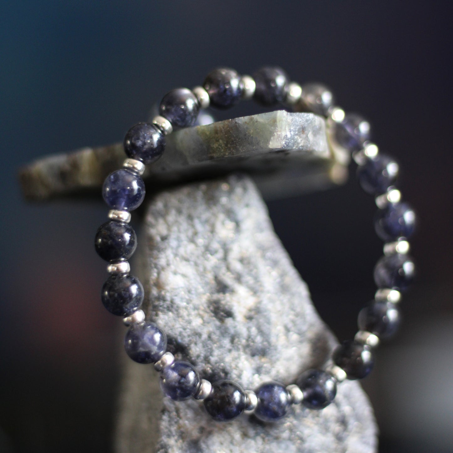Iolite Power Bracelet With Sterling Silver & Tumble Stone