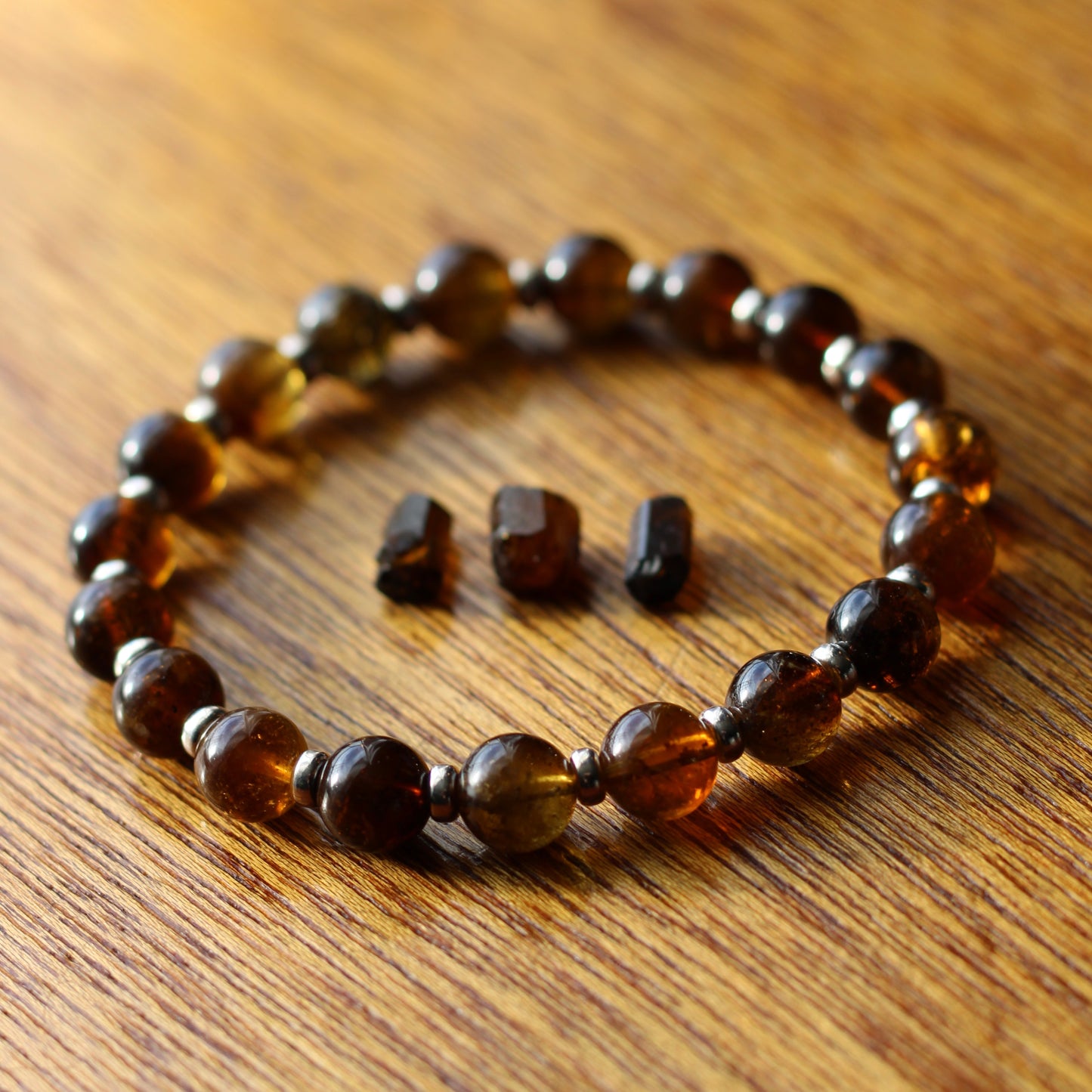 Dravite Tourmaline Power Bracelet With Sterling Silver & Dravite Crystal.