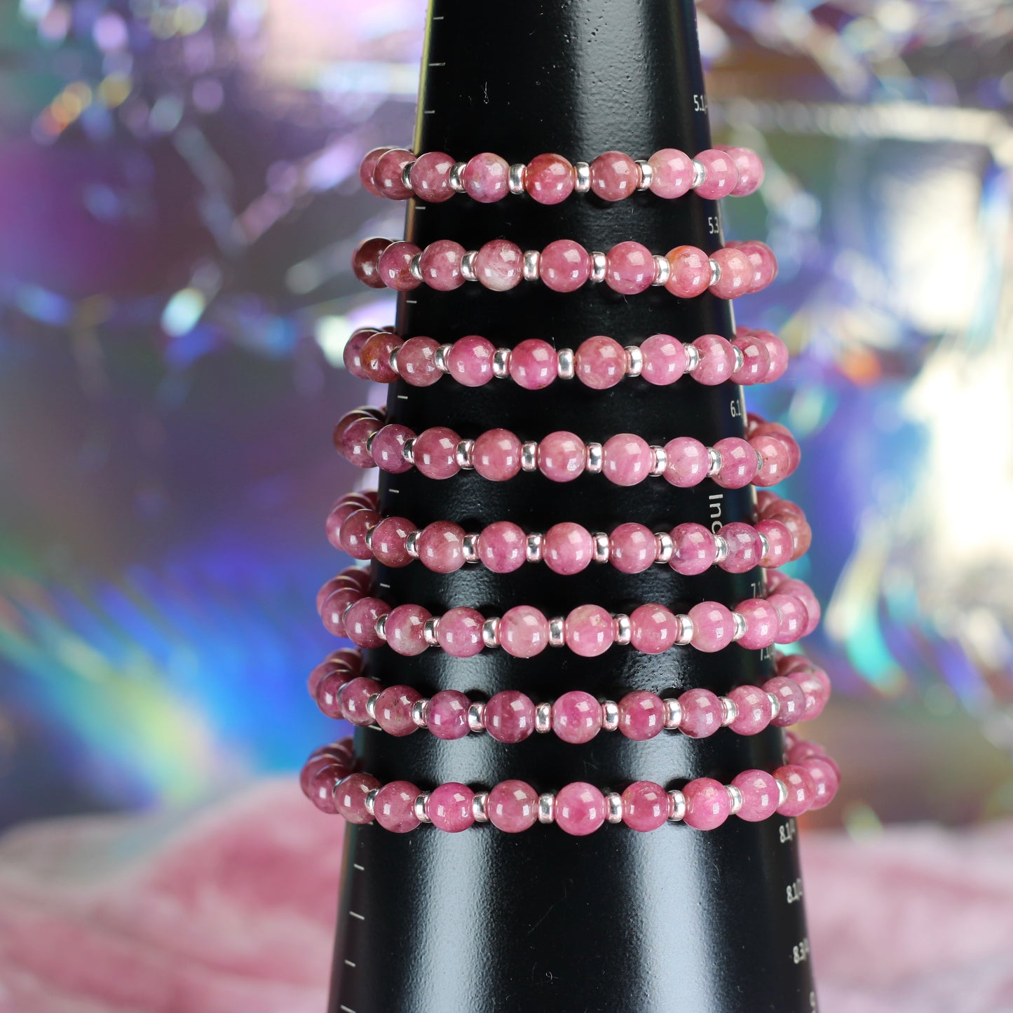 Pink Tourmaline Power Bracelet With Sterling Silver