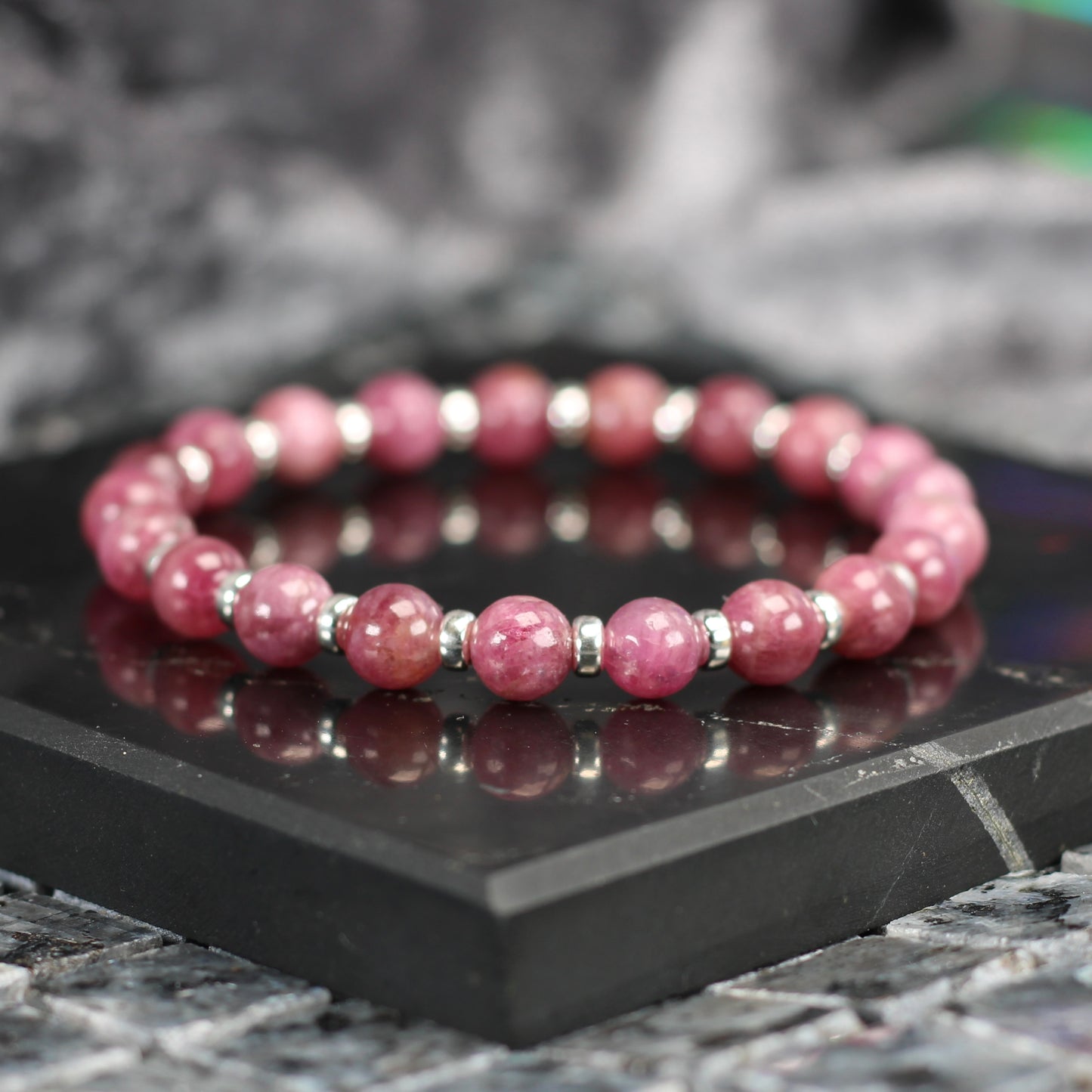Pink Tourmaline Power Bracelet With Sterling Silver