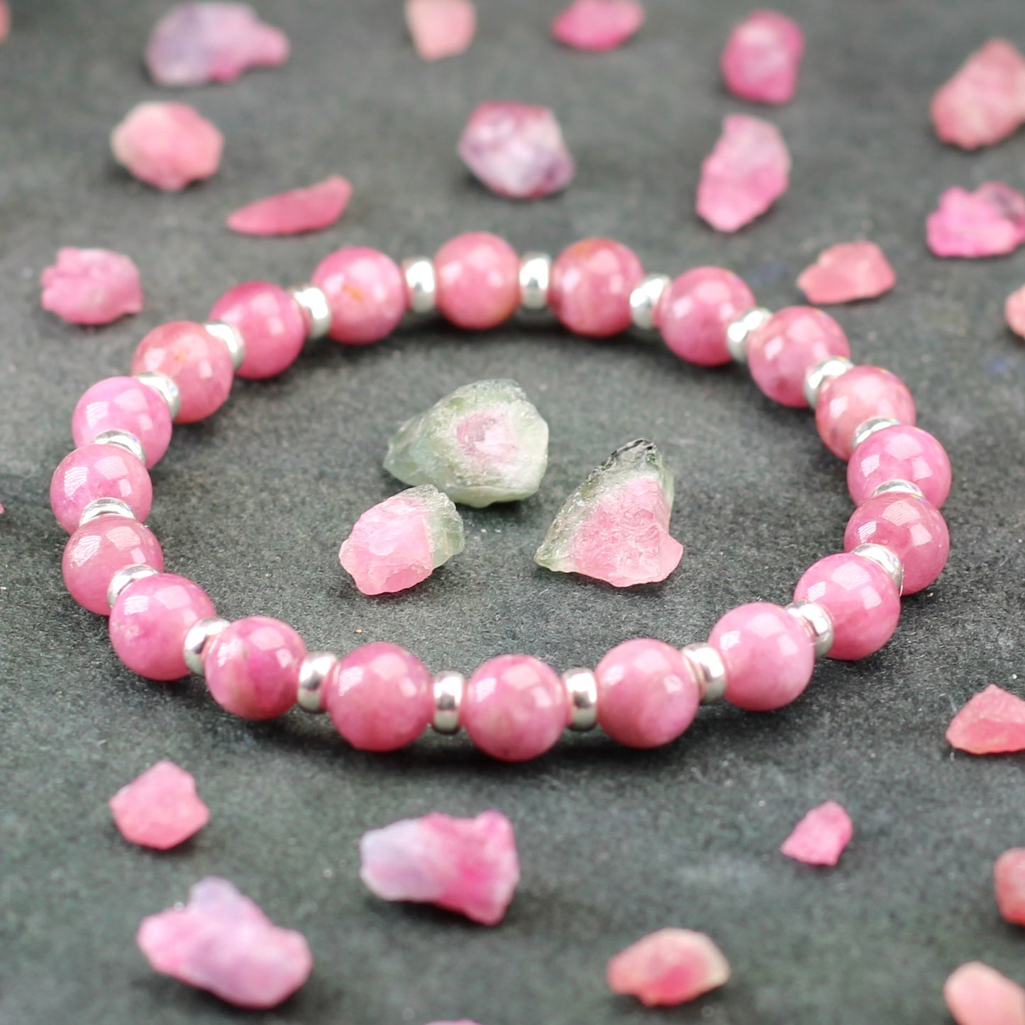 Pink Tourmaline Power Bracelet With Sterling Silver