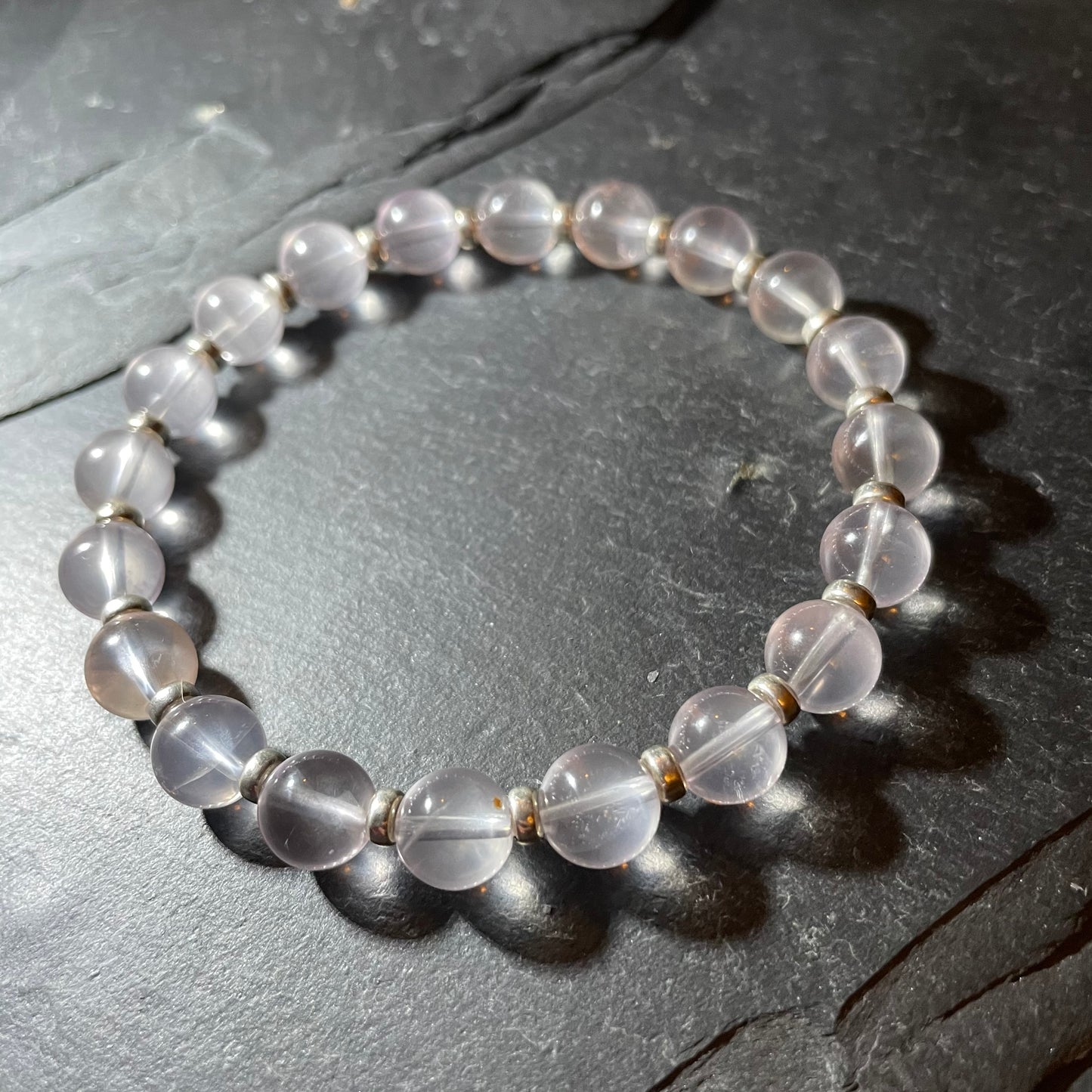 Star Rose Quartz Power Bracelet With Sterling Silver & Mini Sphere