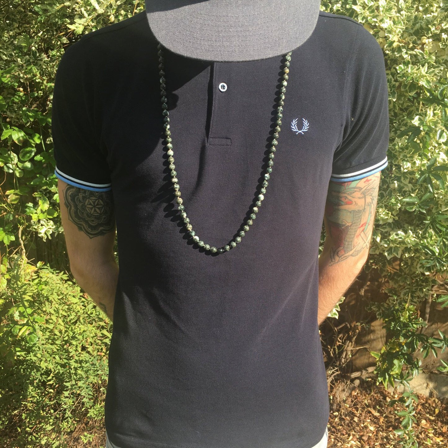Preseli Bluestone & Sarsen Stonehenge Mala. 108 Bead Necklace And Sterling Silver Accent Bead. Free Dolorite Tumble Stone.