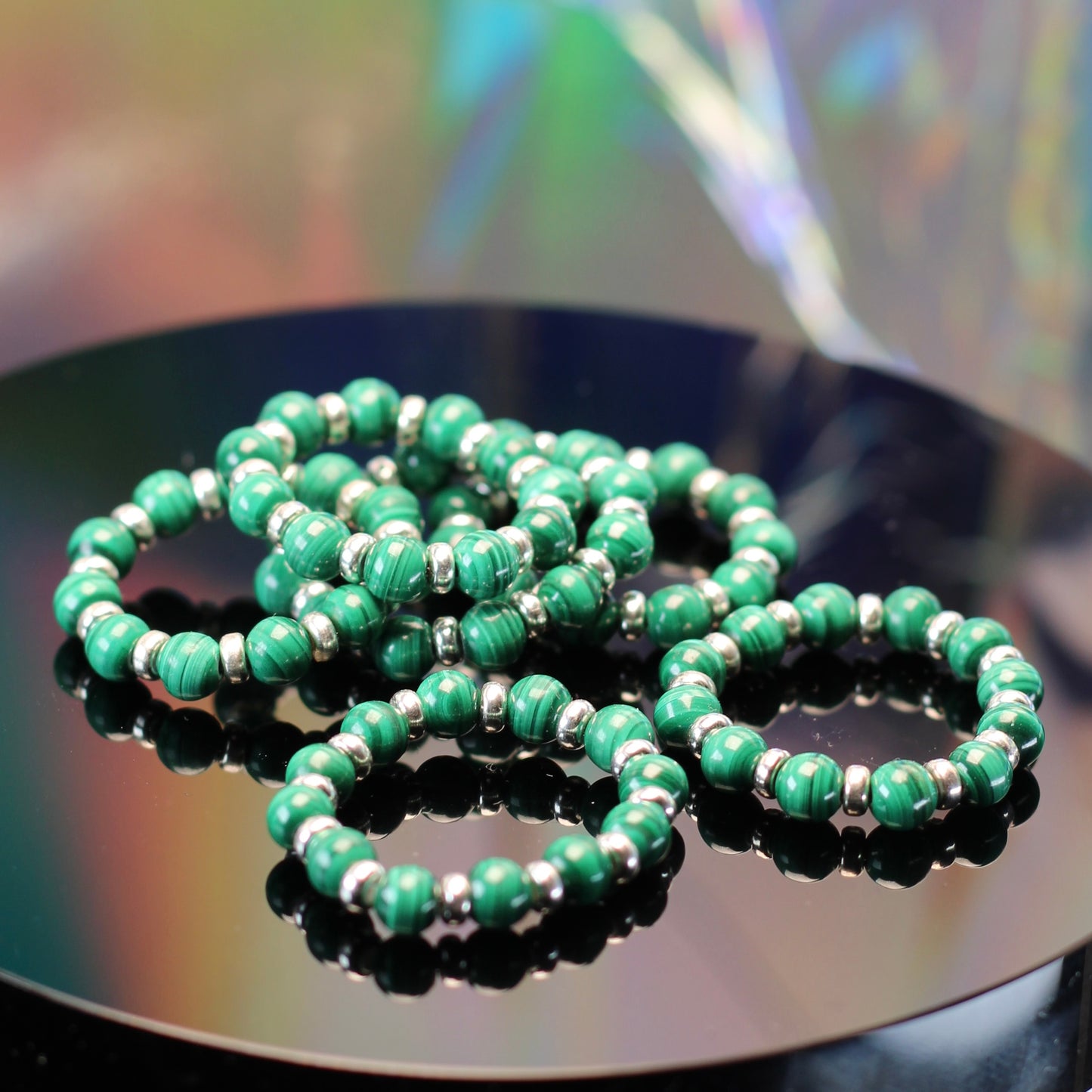 Malachite RING With Silver. Presented With A Tin, A Tag & A Herkimer Diamond