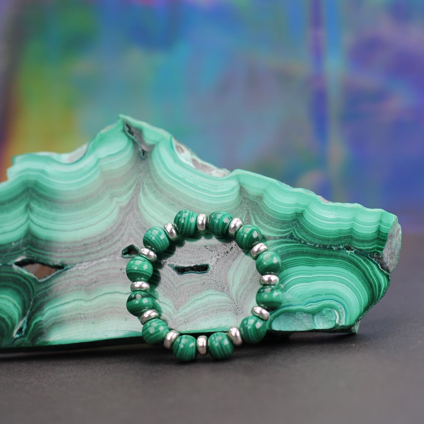 Malachite RING With Silver. Presented With A Tin, A Tag & A Herkimer Diamond