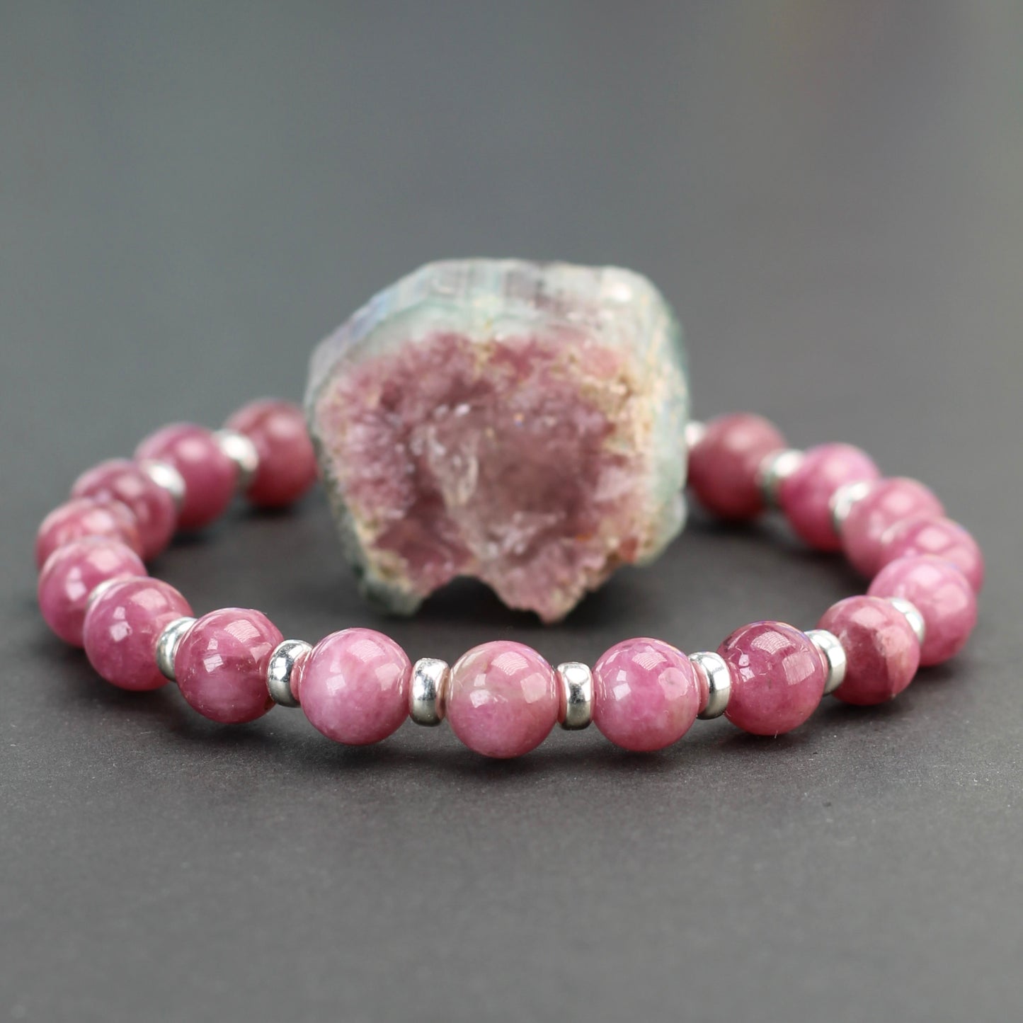Pink Tourmaline Power Bracelet With Sterling Silver