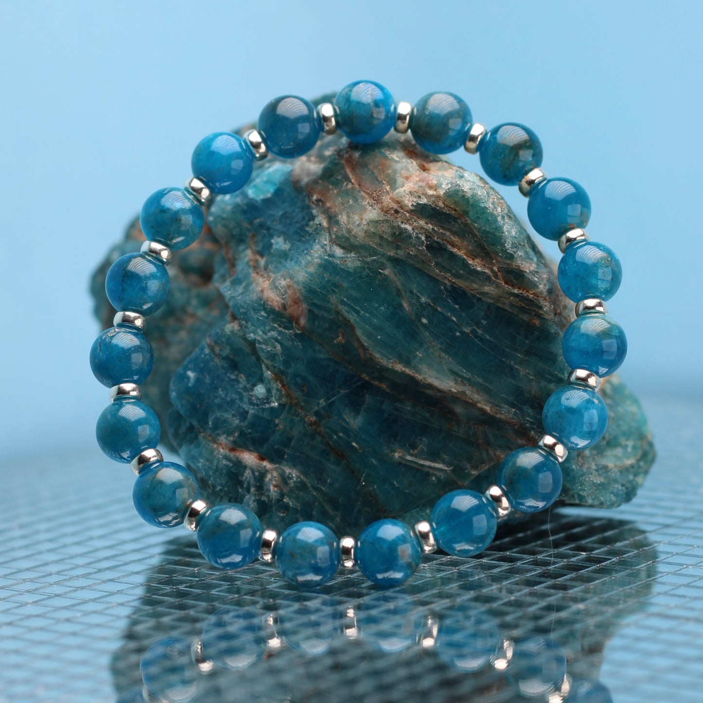 Apatite Power Bracelet With Sterling Silver & Golden Apatite Crystal