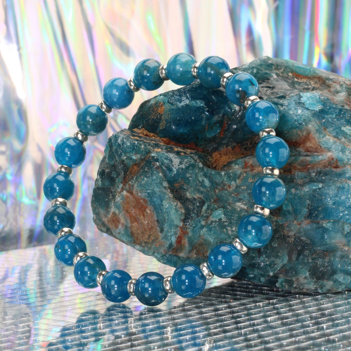 Apatite Power Bracelet With Sterling Silver & Golden Apatite Crystal