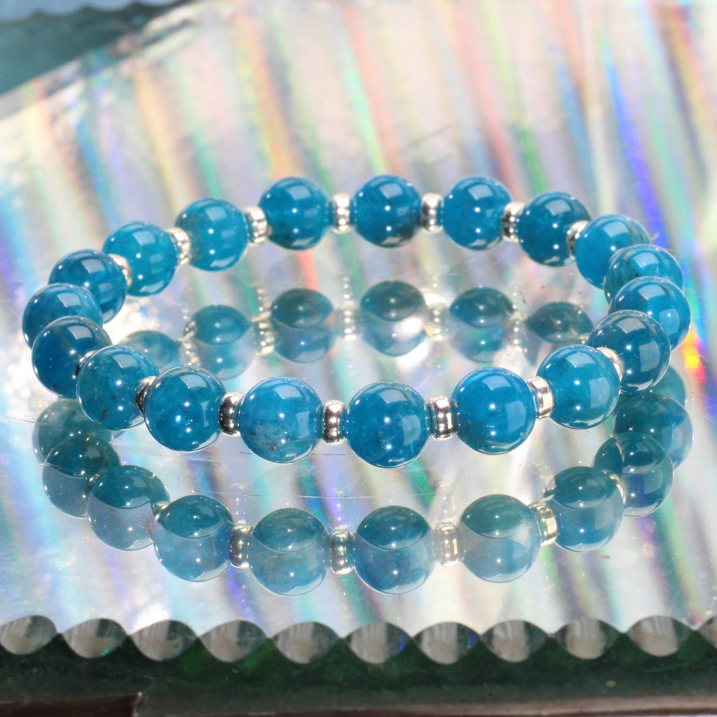 Apatite Power Bracelet With Sterling Silver & Golden Apatite Crystal