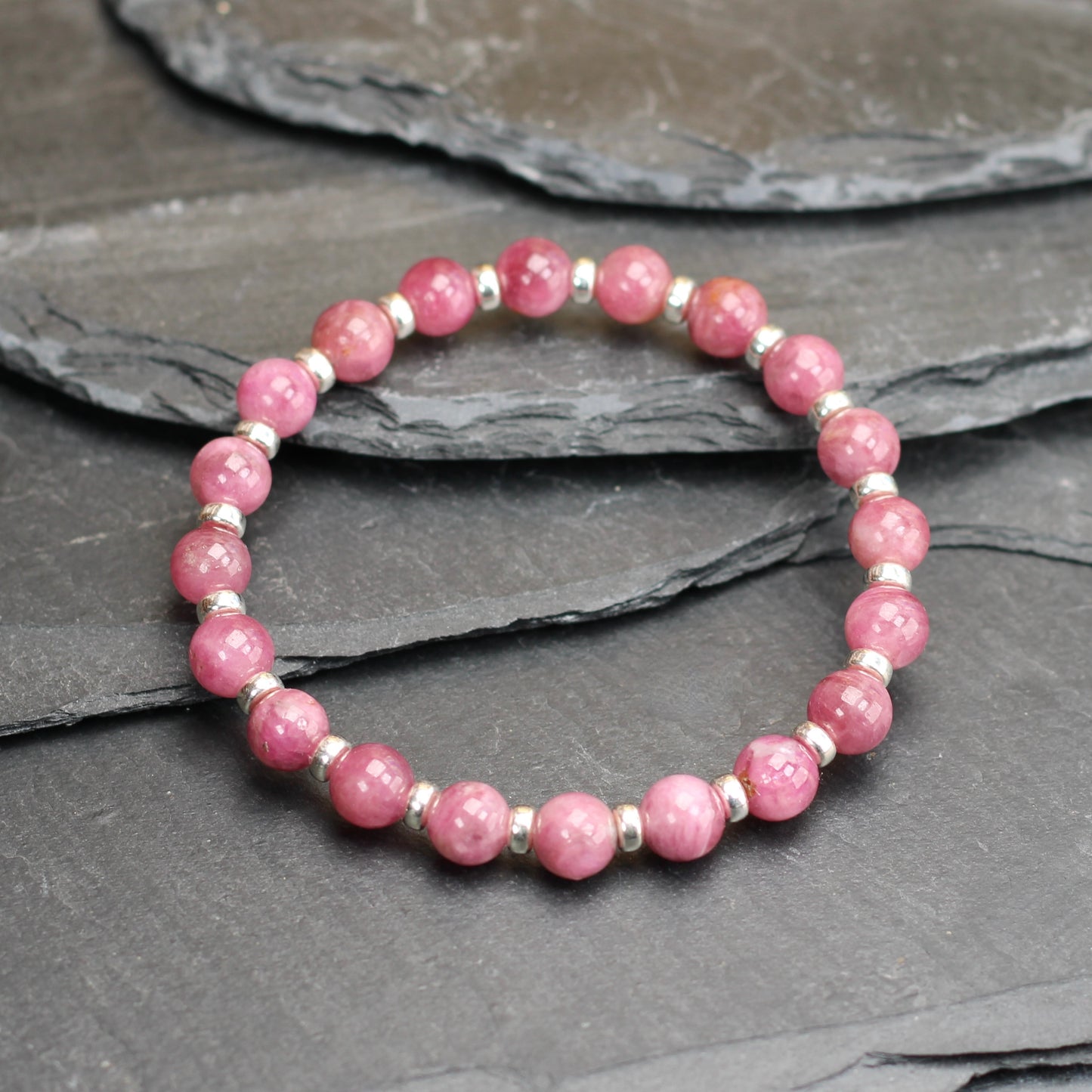 Pink Tourmaline Power Bracelet With Sterling Silver