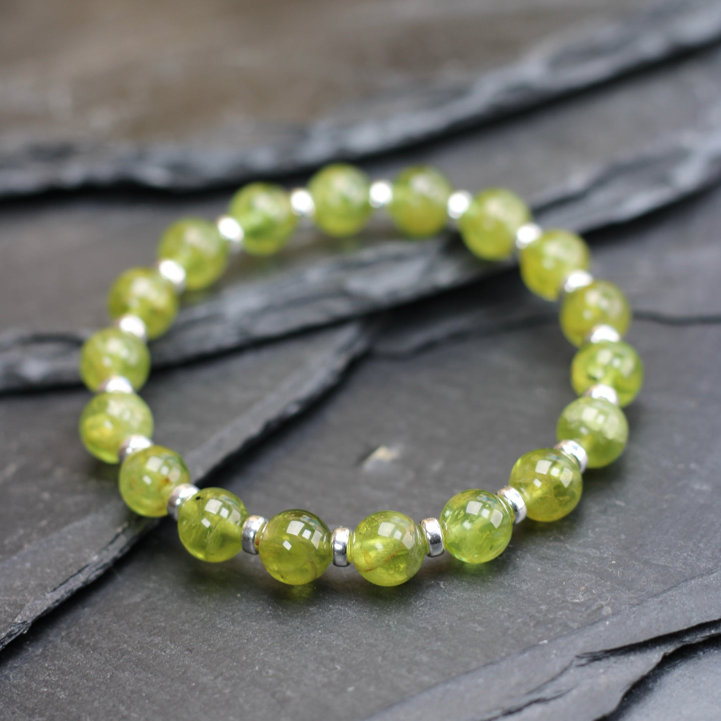 Peridot Power Bracelet With Sterling Silver & Crystal