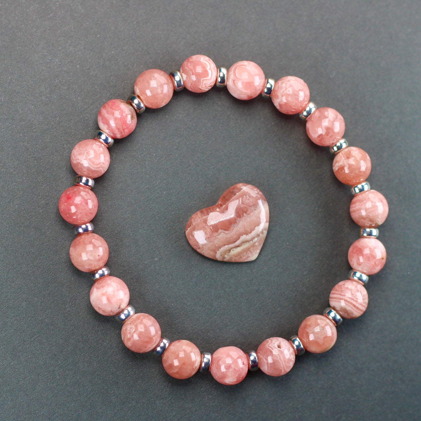 Rhodochrosite Power Bracelet With Sterling Silver & Mini Slab
