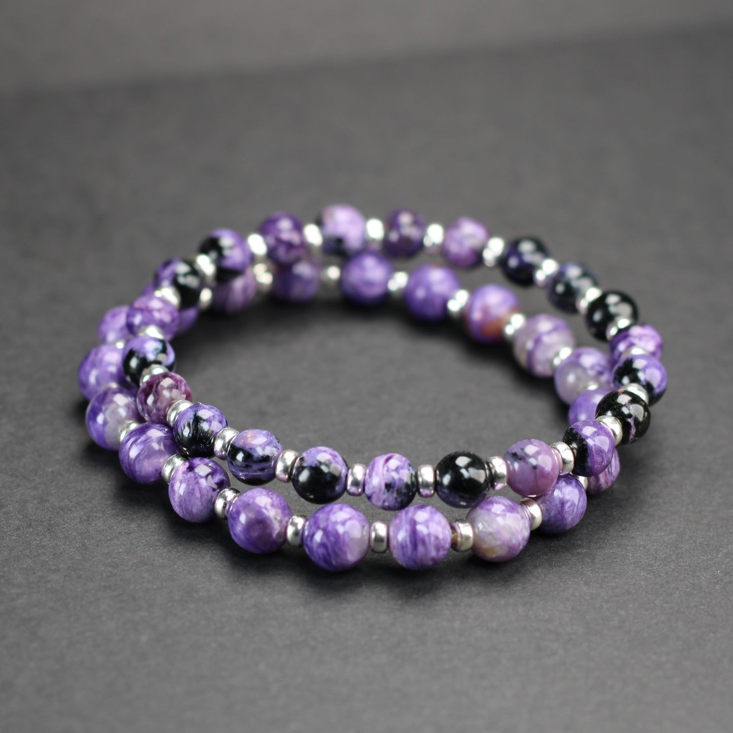 Charoite & Aegirine Power Bracelet With Sterling Silver & Tumble Stone