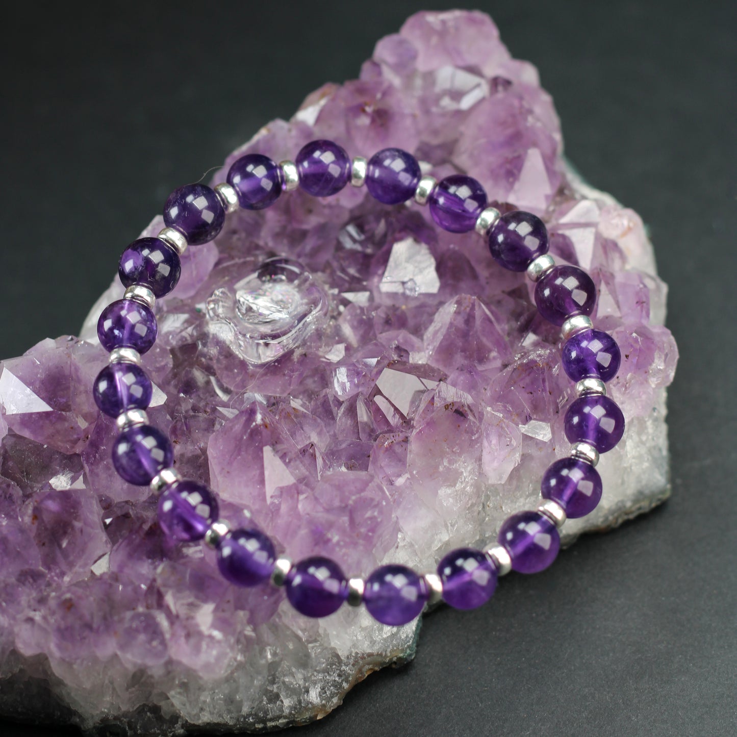 Amethyst Power Bracelet With Sterling Silver & Amethyst Tumble Stone