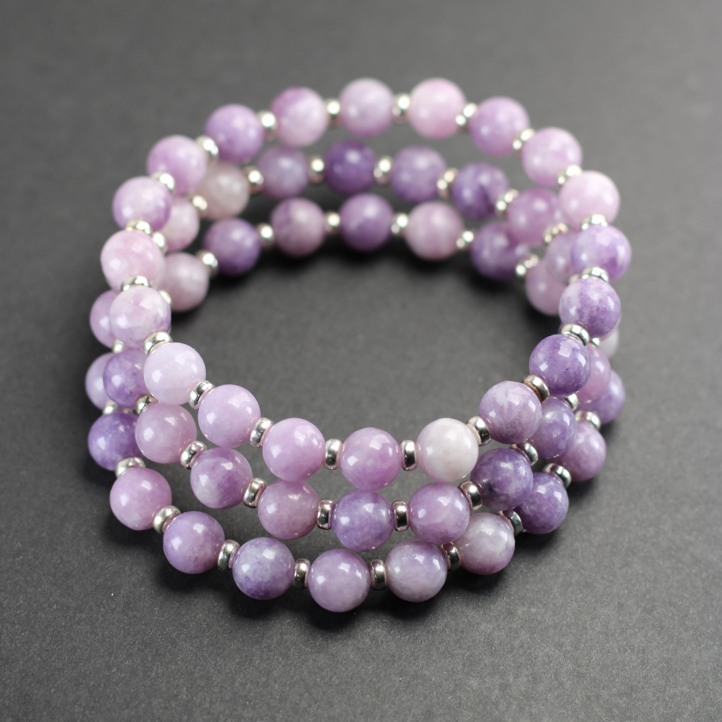 Lilac Lepidolite Power Bracelet With Sterling Silver & Lepidolite Specimen