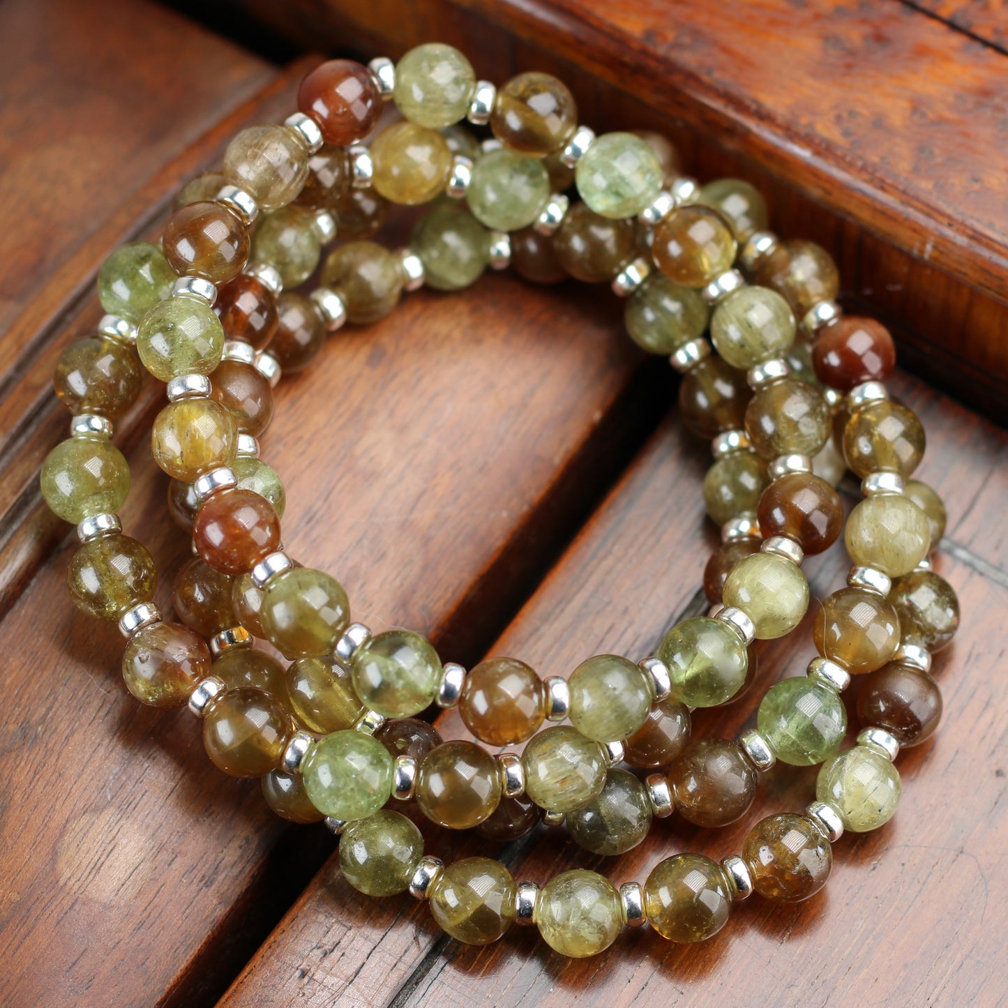 Chrysoberyl Power Bracelet With Sterling Silver & Gem Rough Tumbles