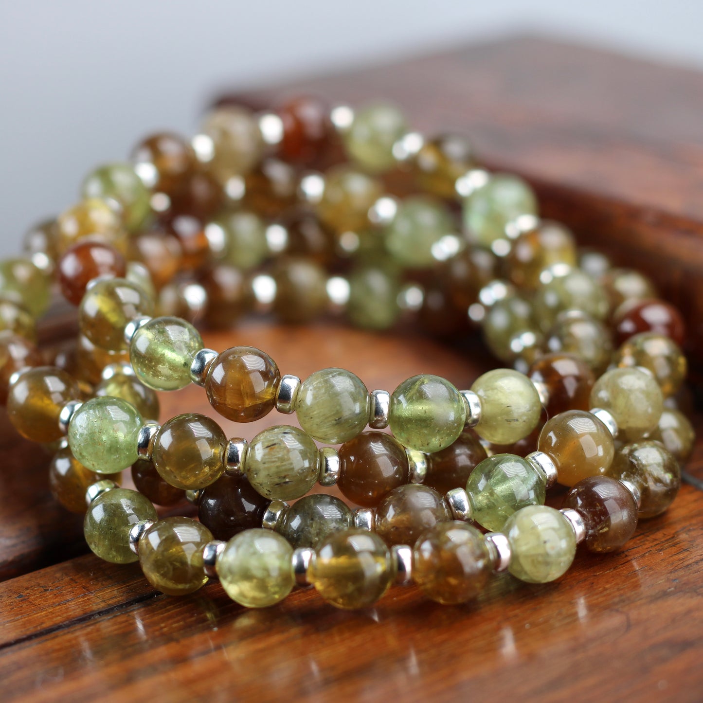 Chrysoberyl Power Bracelet With Sterling Silver & Gem Rough Tumbles