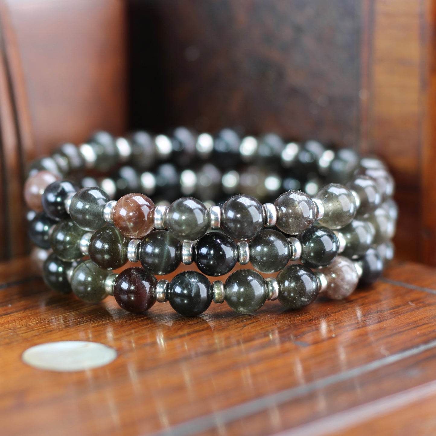 Sillimanite Power Bracelet With Sterling Silver & Andalusite Pieces