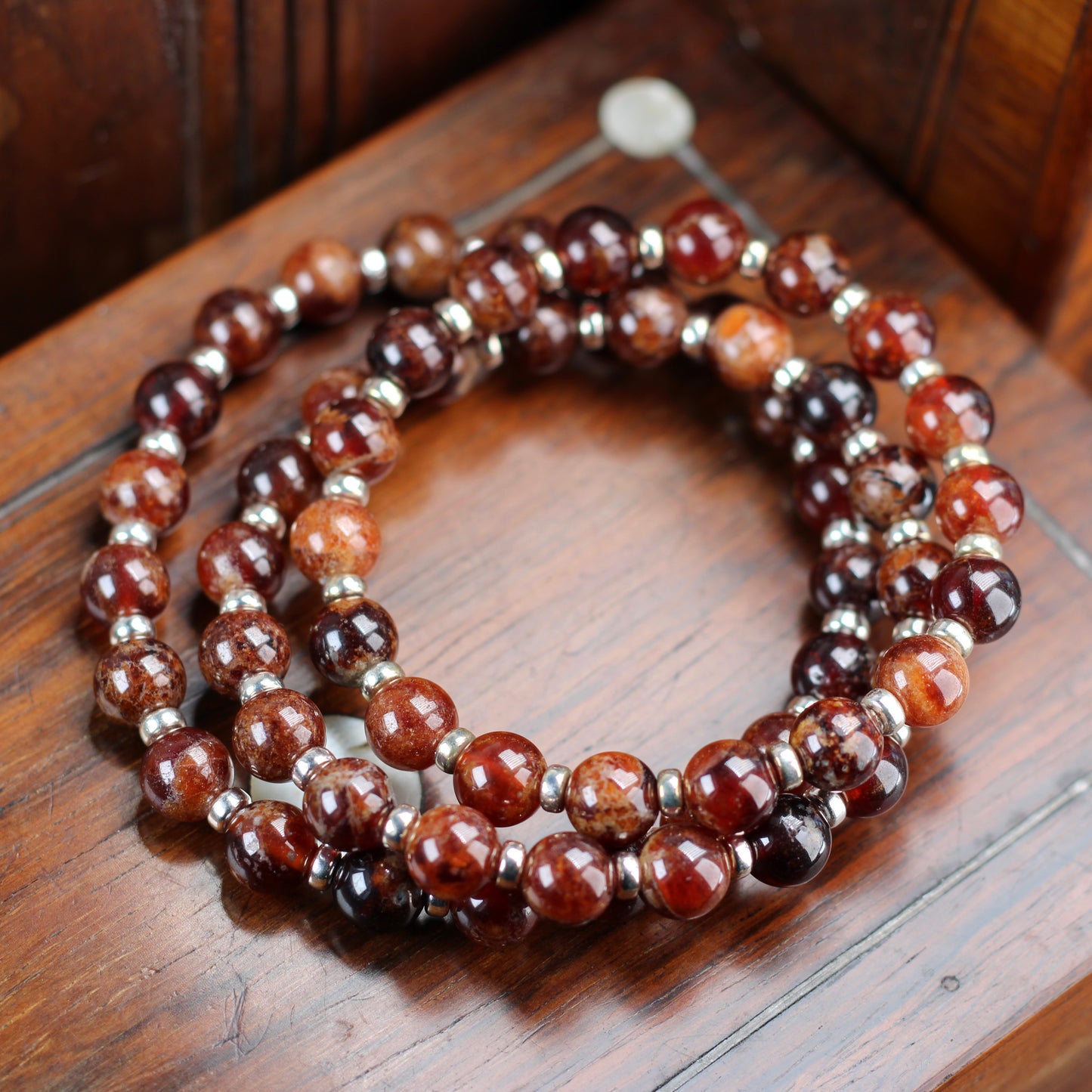Spessartine Garnet Power Bracelet With Sterling Silver & Spessartine Tumble