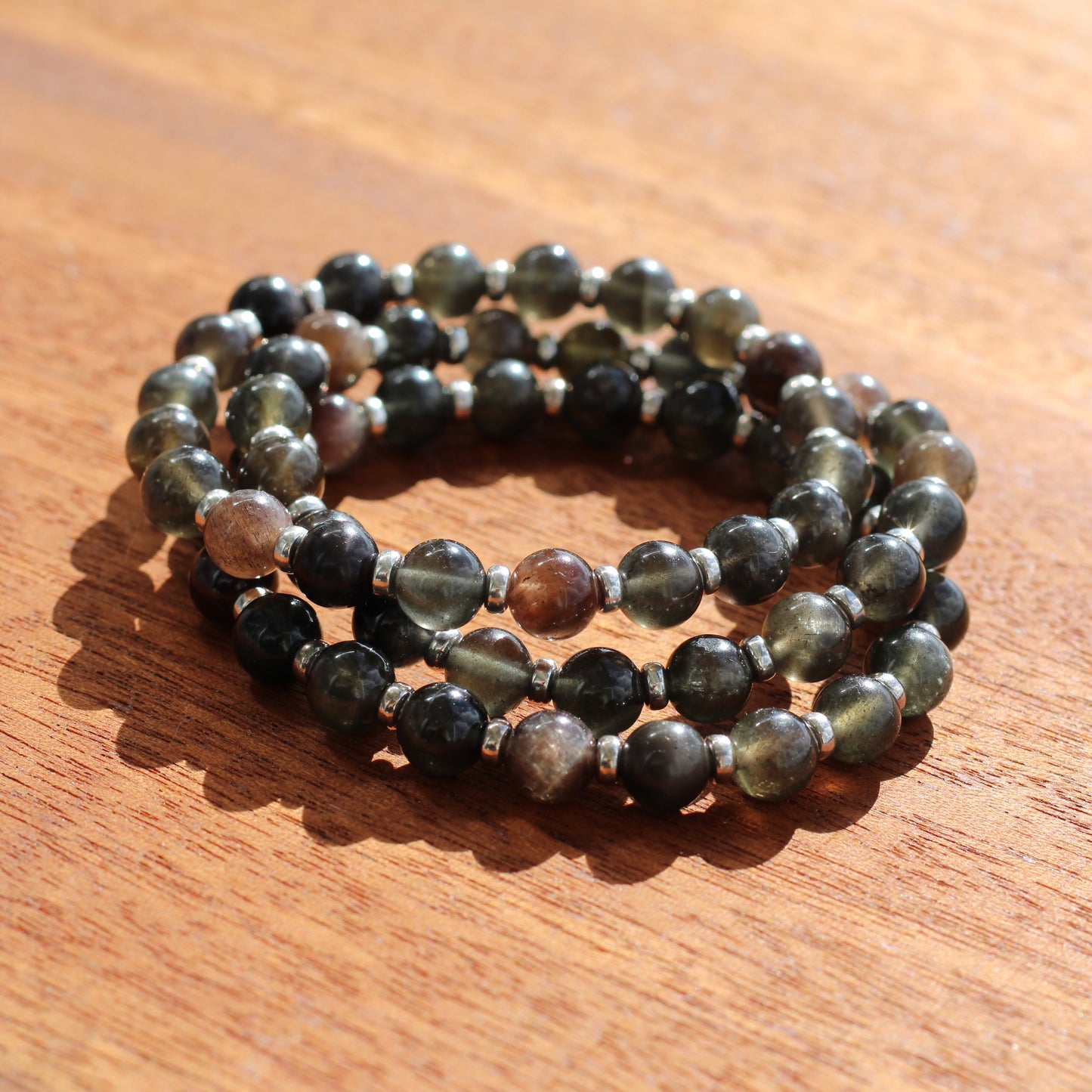 Sillimanite Power Bracelet With Sterling Silver & Andalusite Pieces