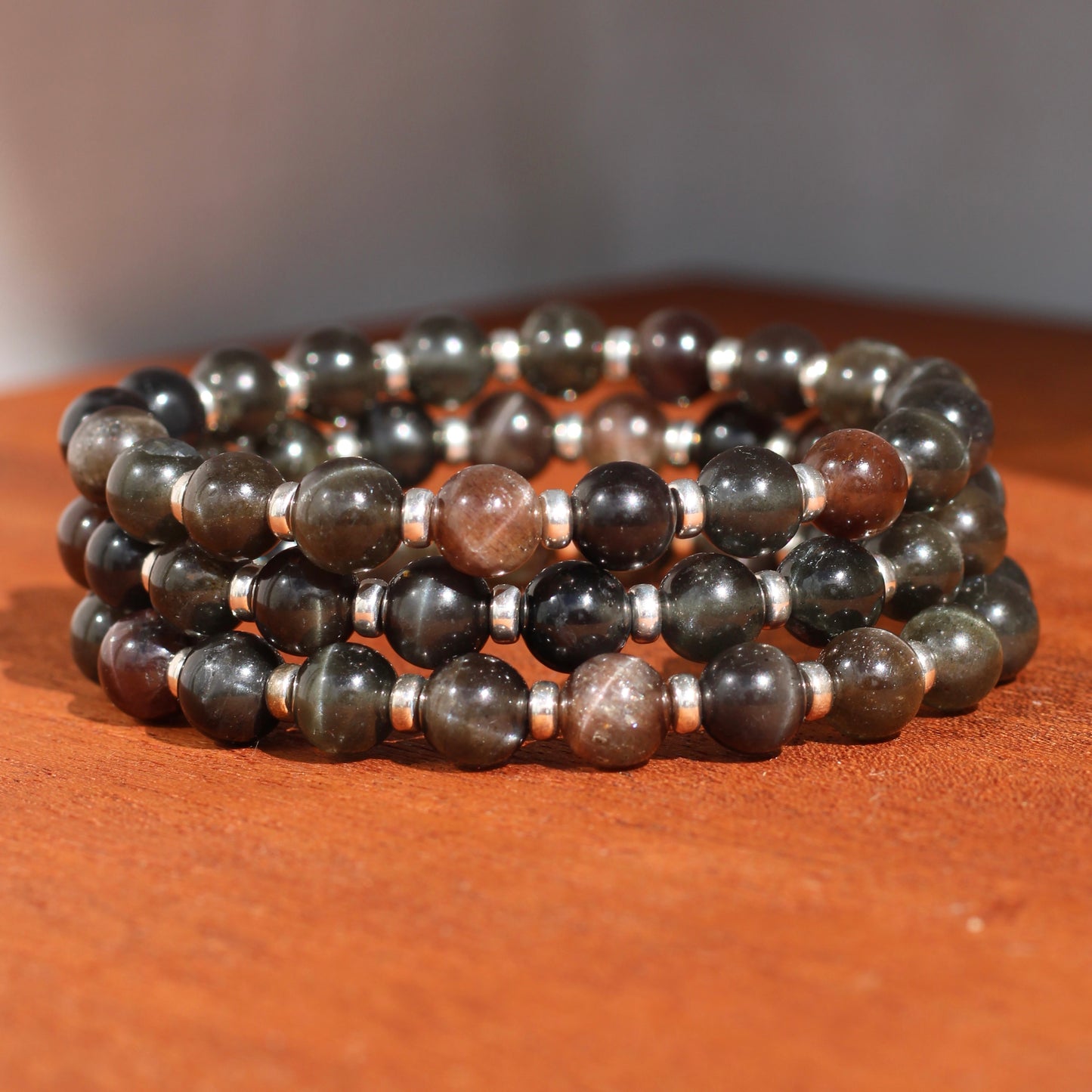 Sillimanite Power Bracelet With Sterling Silver & Andalusite Pieces