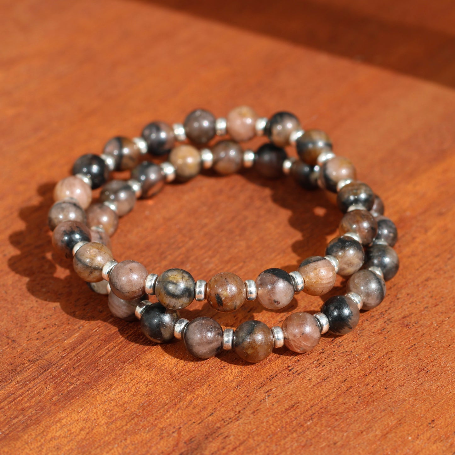 Chiastolite Power Bracelet With Sterling Silver & Tumble Stone