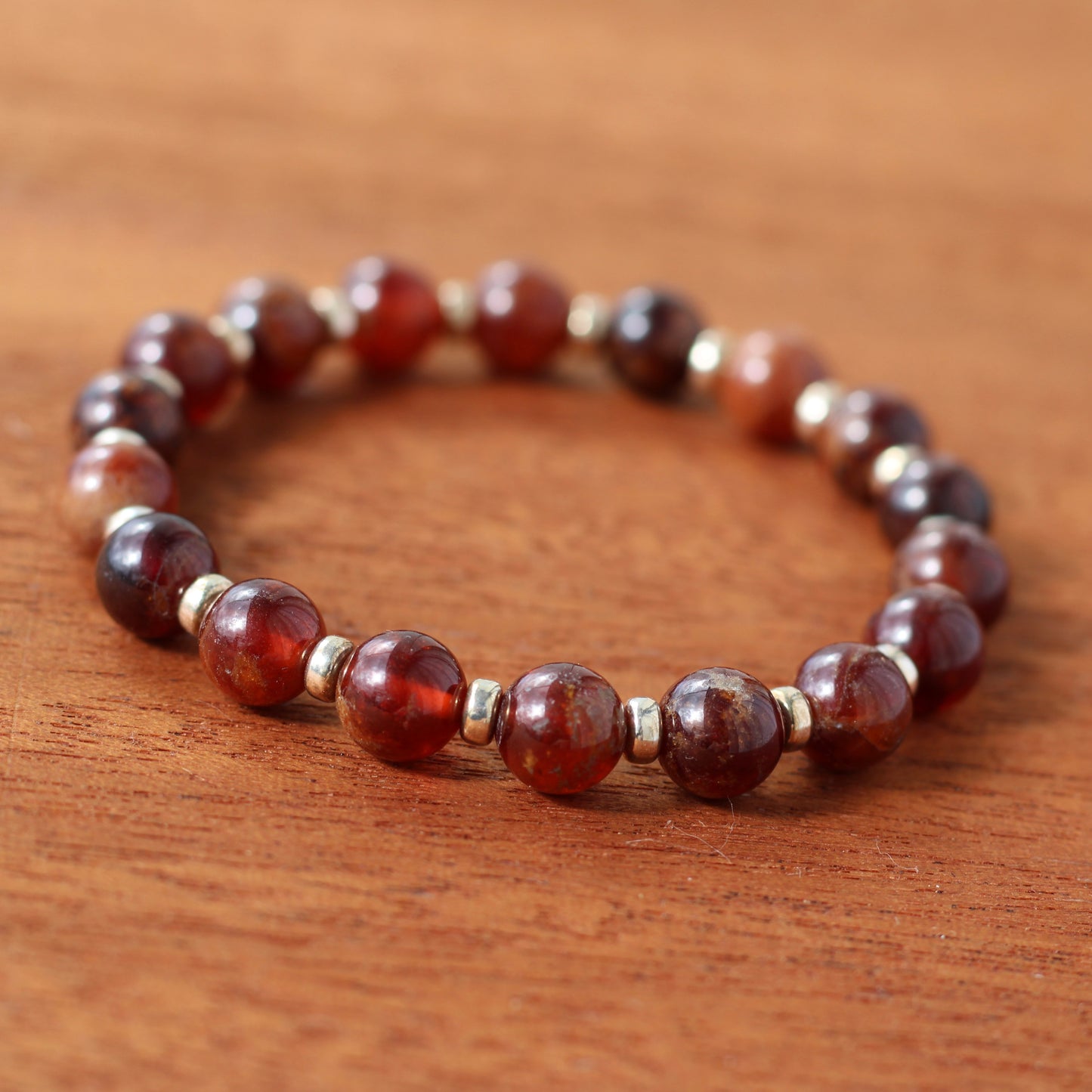 Spessartine Garnet Power Bracelet With Sterling Silver & Spessartine Tumble