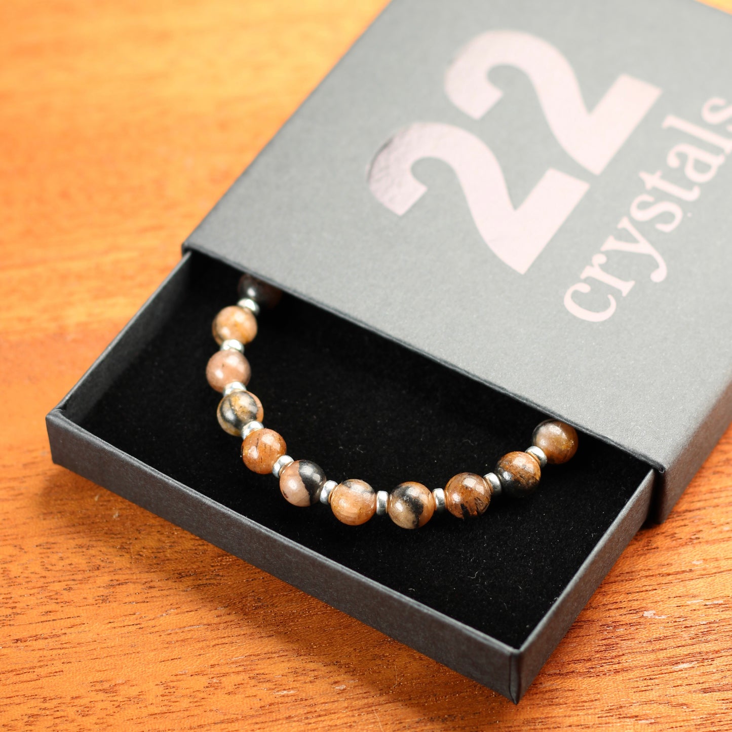 Chiastolite Power Bracelet With Sterling Silver & Tumble Stone