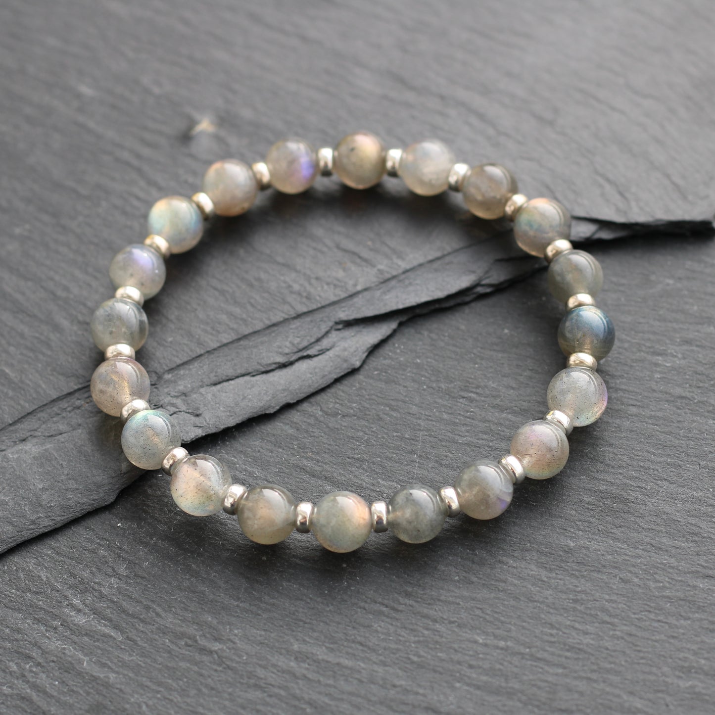 Labradorite Multi Coloured Power Bracelet & Labradorite Tumble Stone