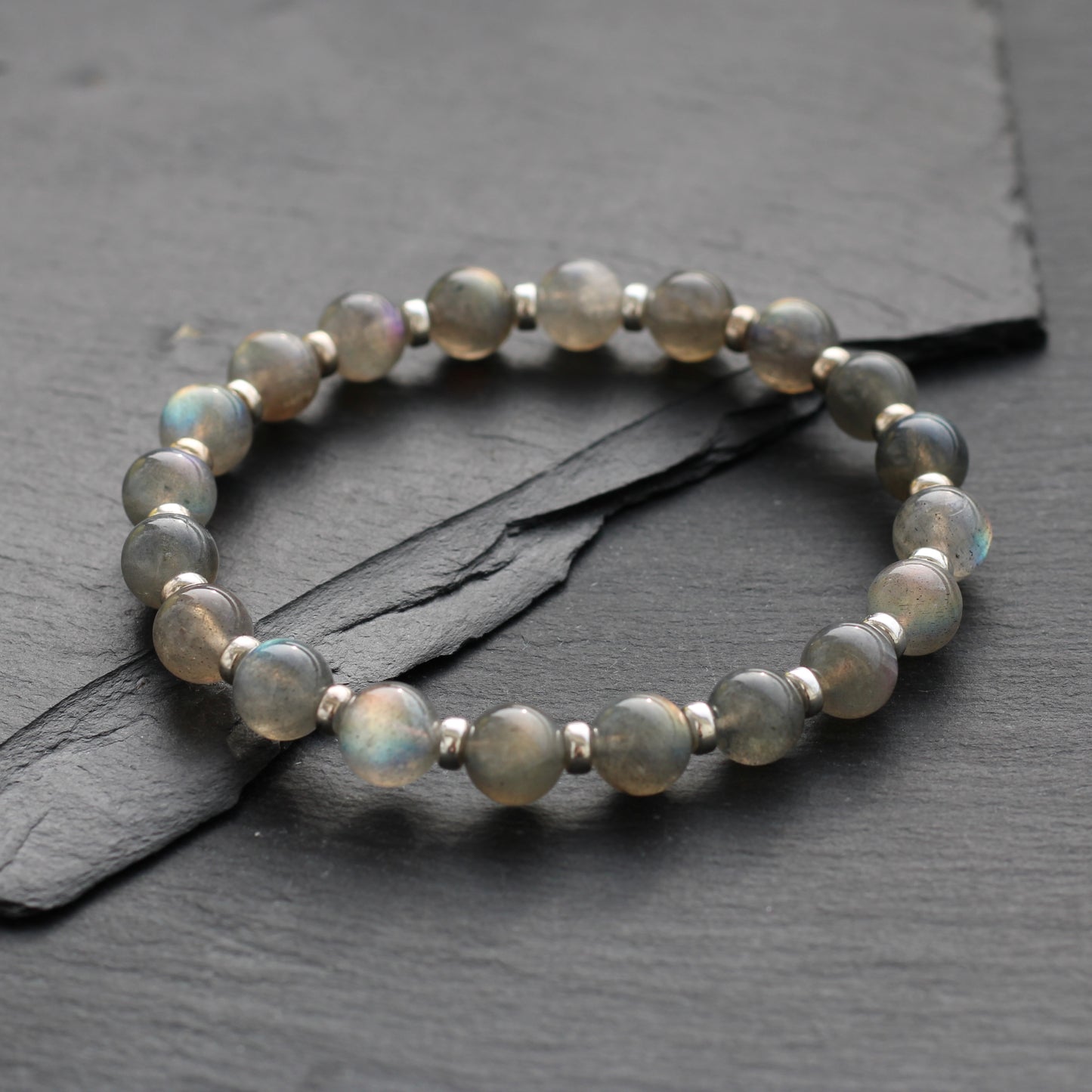 Labradorite Multi Coloured Power Bracelet & Labradorite Tumble Stone