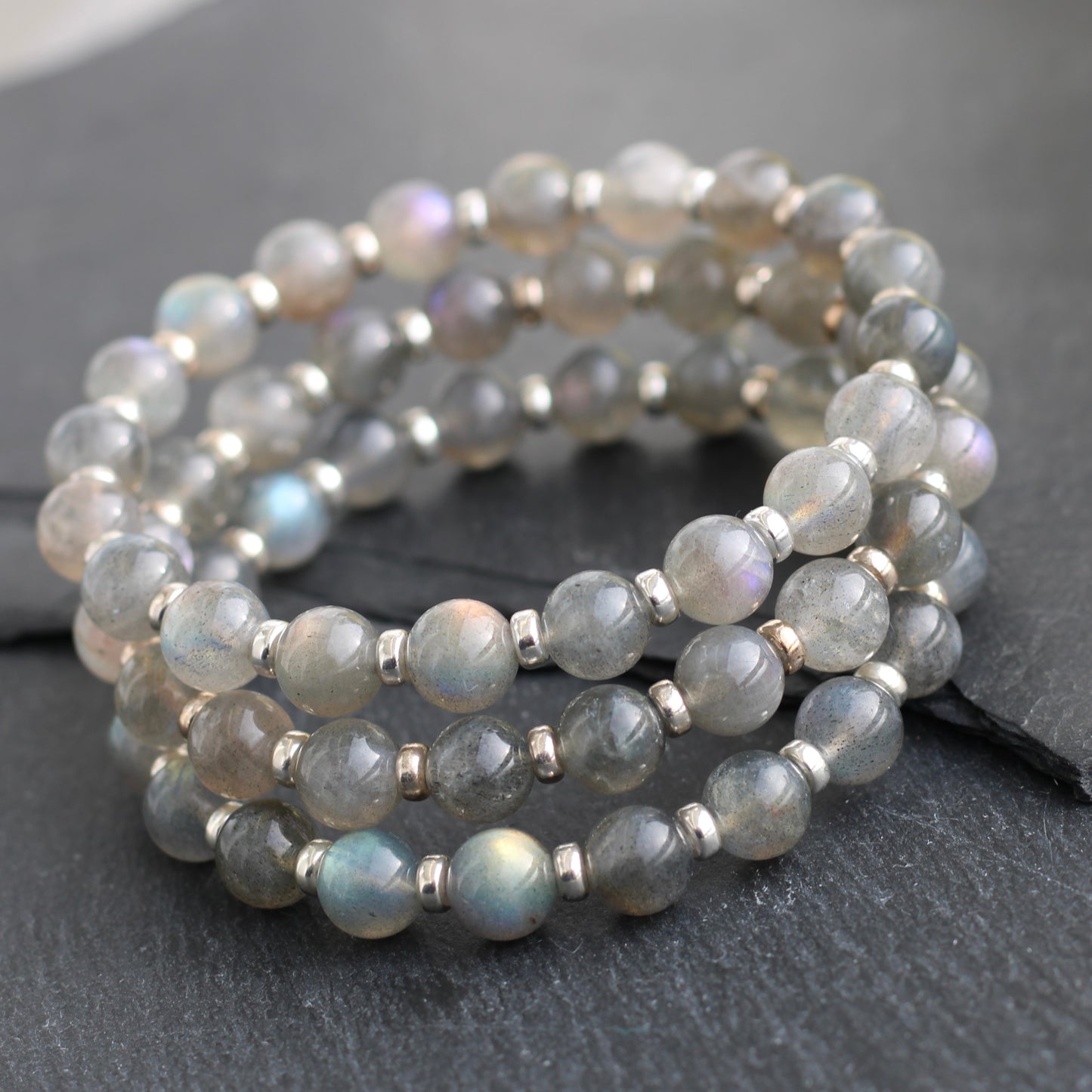Labradorite Multi Coloured Power Bracelet & Labradorite Tumble Stone