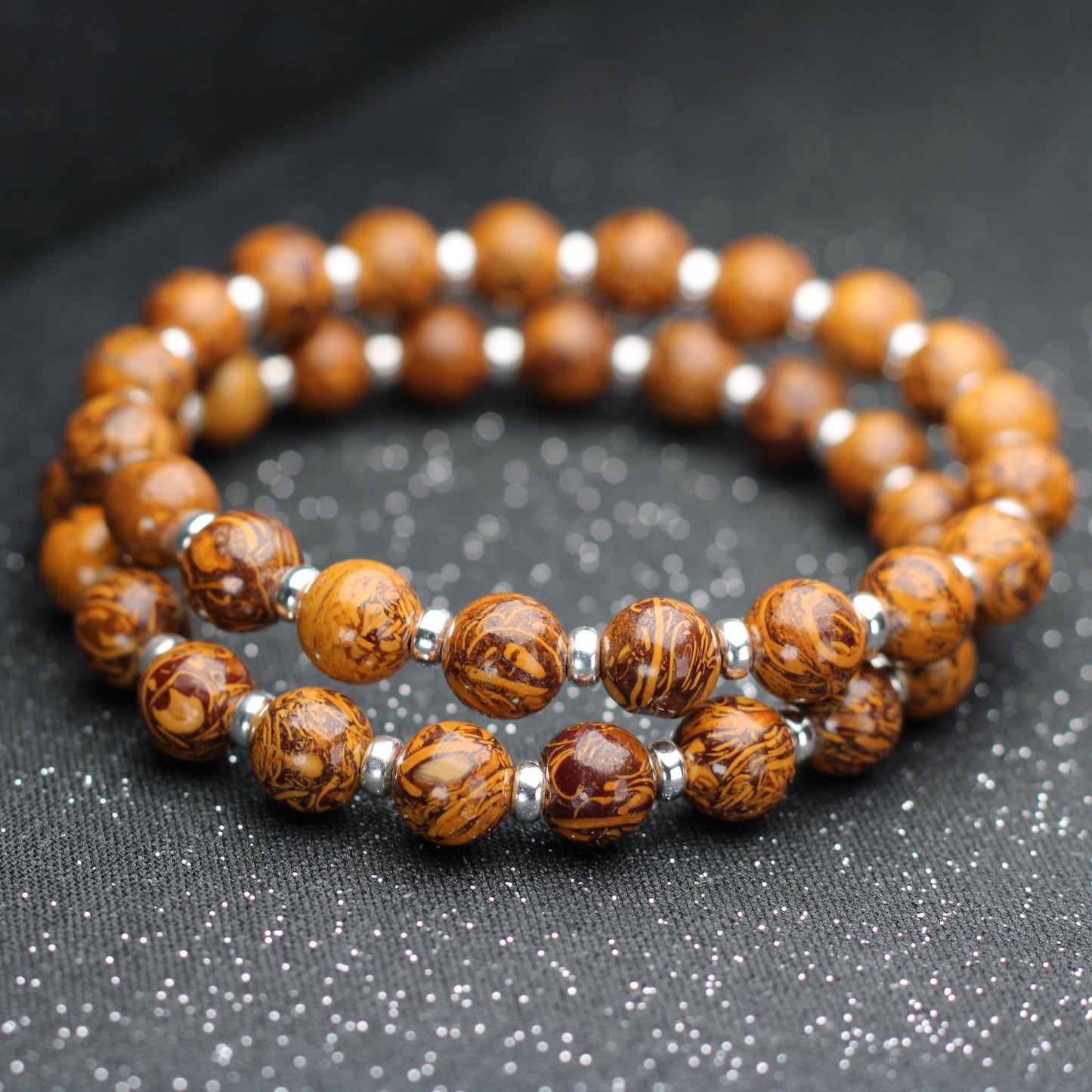 Calligraphy Stone Power Bracelet With Sterling Silver & Tumble Stone