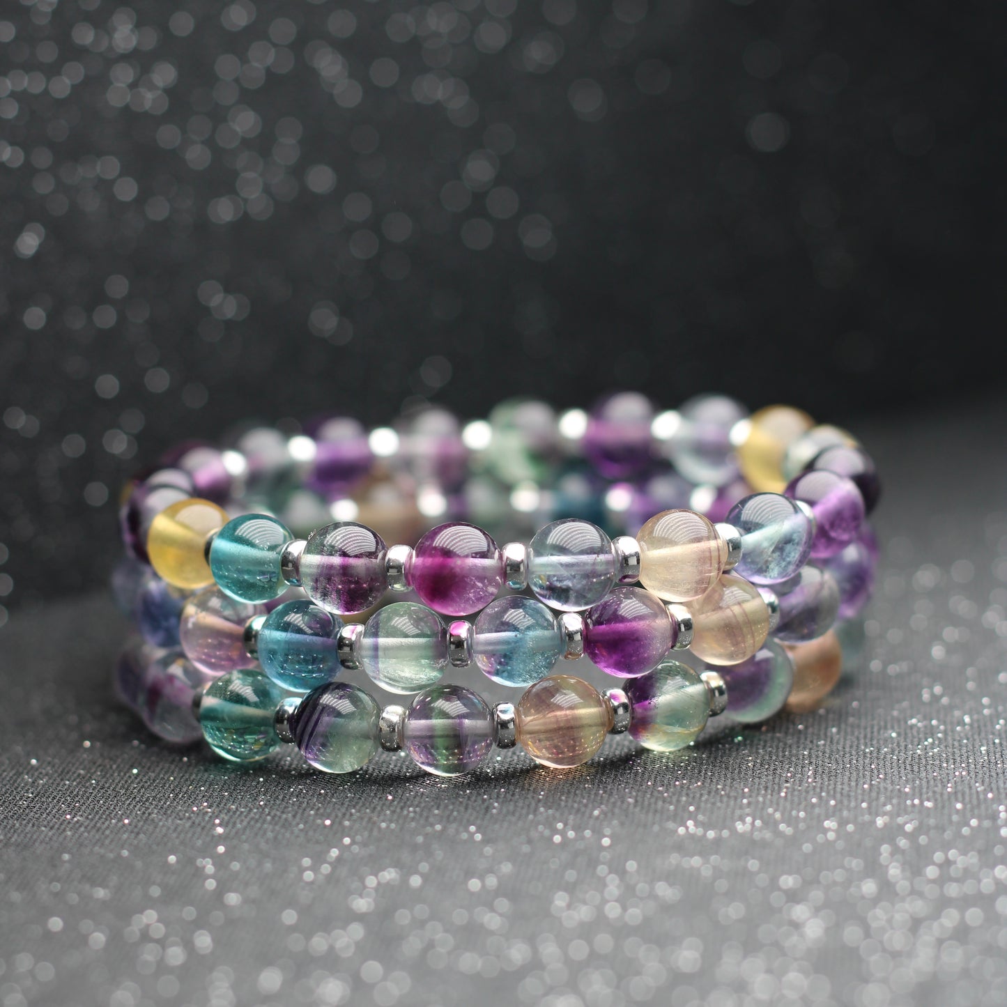 Rainbow Fluorite Power Bracelet With Sterling Silver