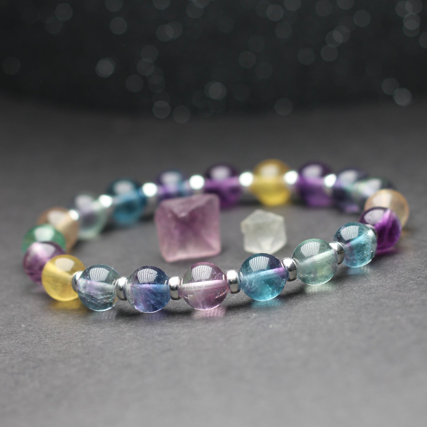 Rainbow Fluorite Power Bracelet With Sterling Silver