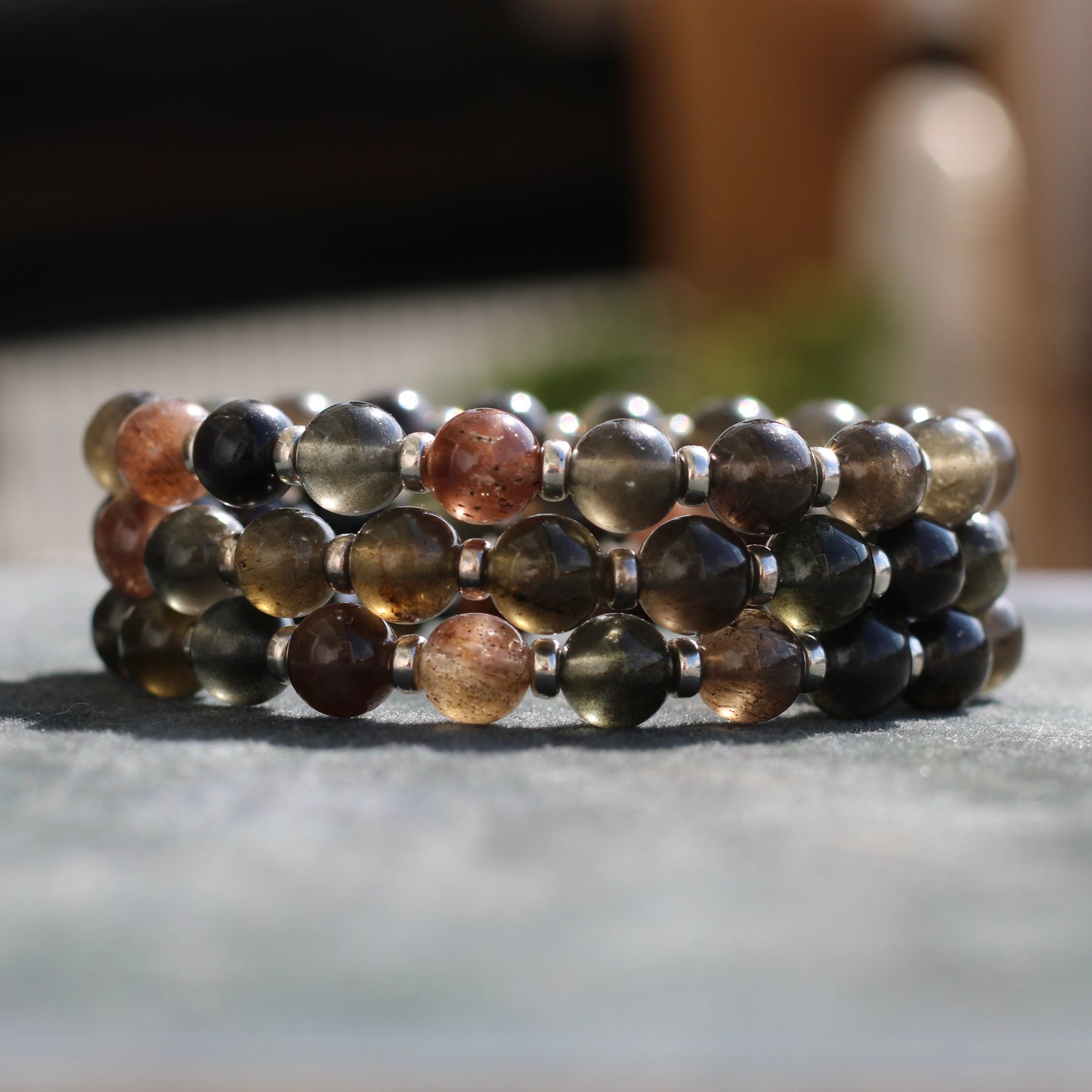 Sillimanite Power Bracelet With Sterling Silver & Andalusite Pieces