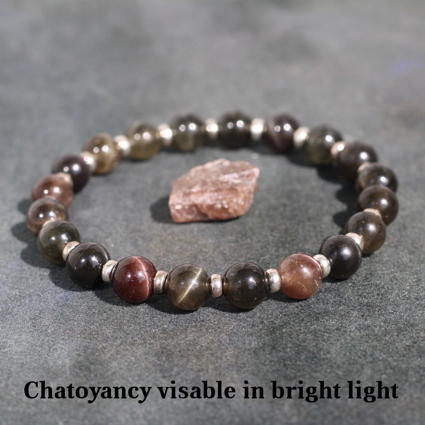 Sillimanite Power Bracelet With Sterling Silver & Andalusite Pieces