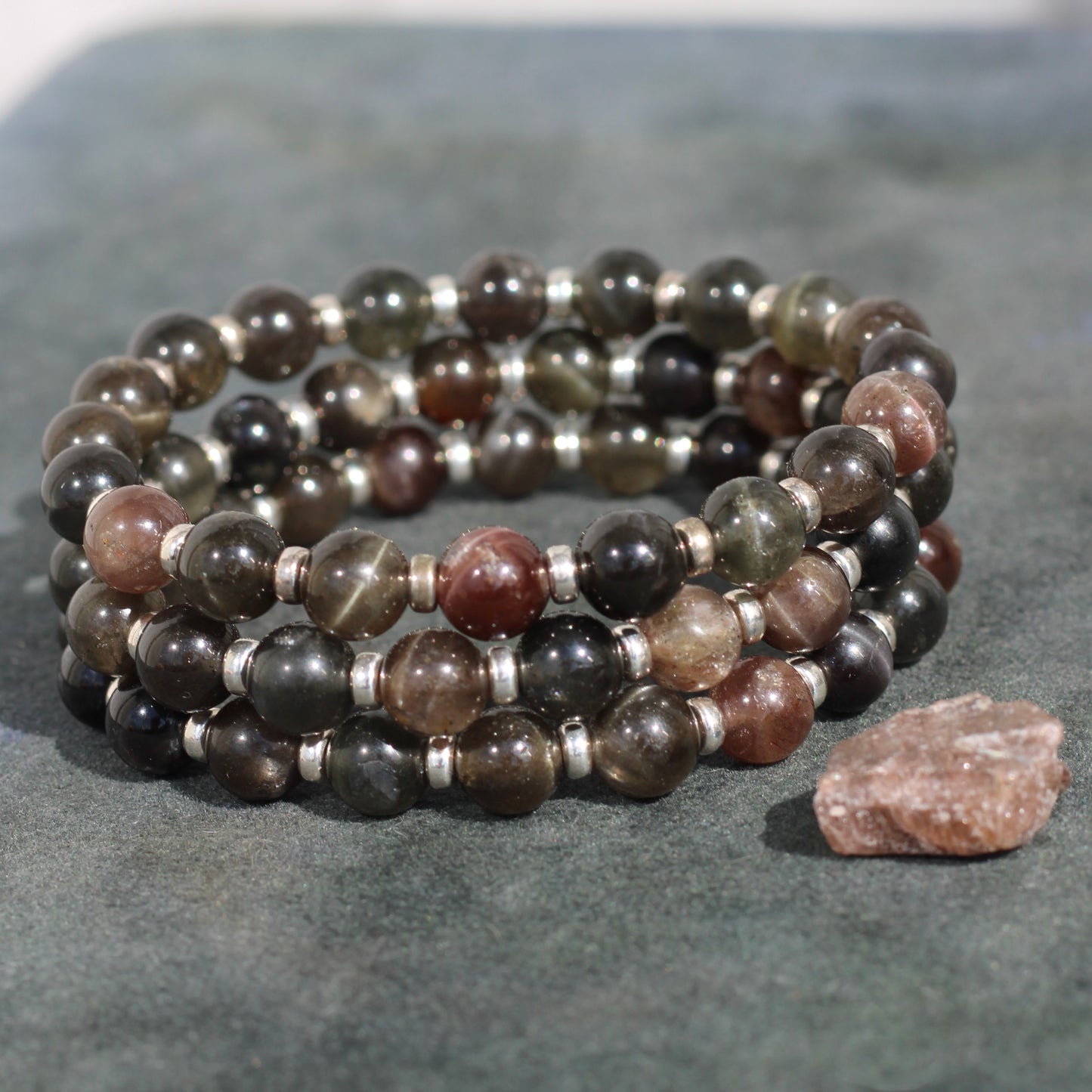Sillimanite Power Bracelet With Sterling Silver & Andalusite Pieces