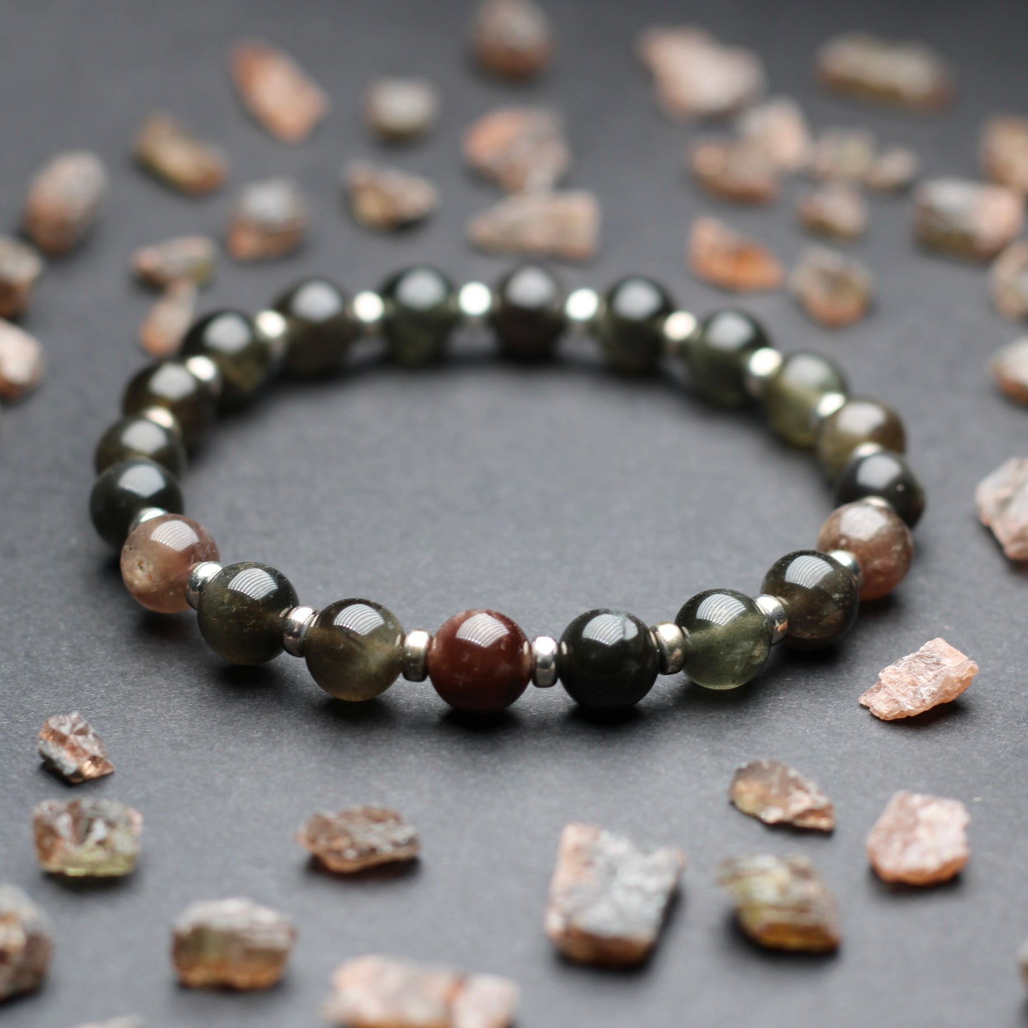 Sillimanite Power Bracelet With Sterling Silver & Andalusite Pieces