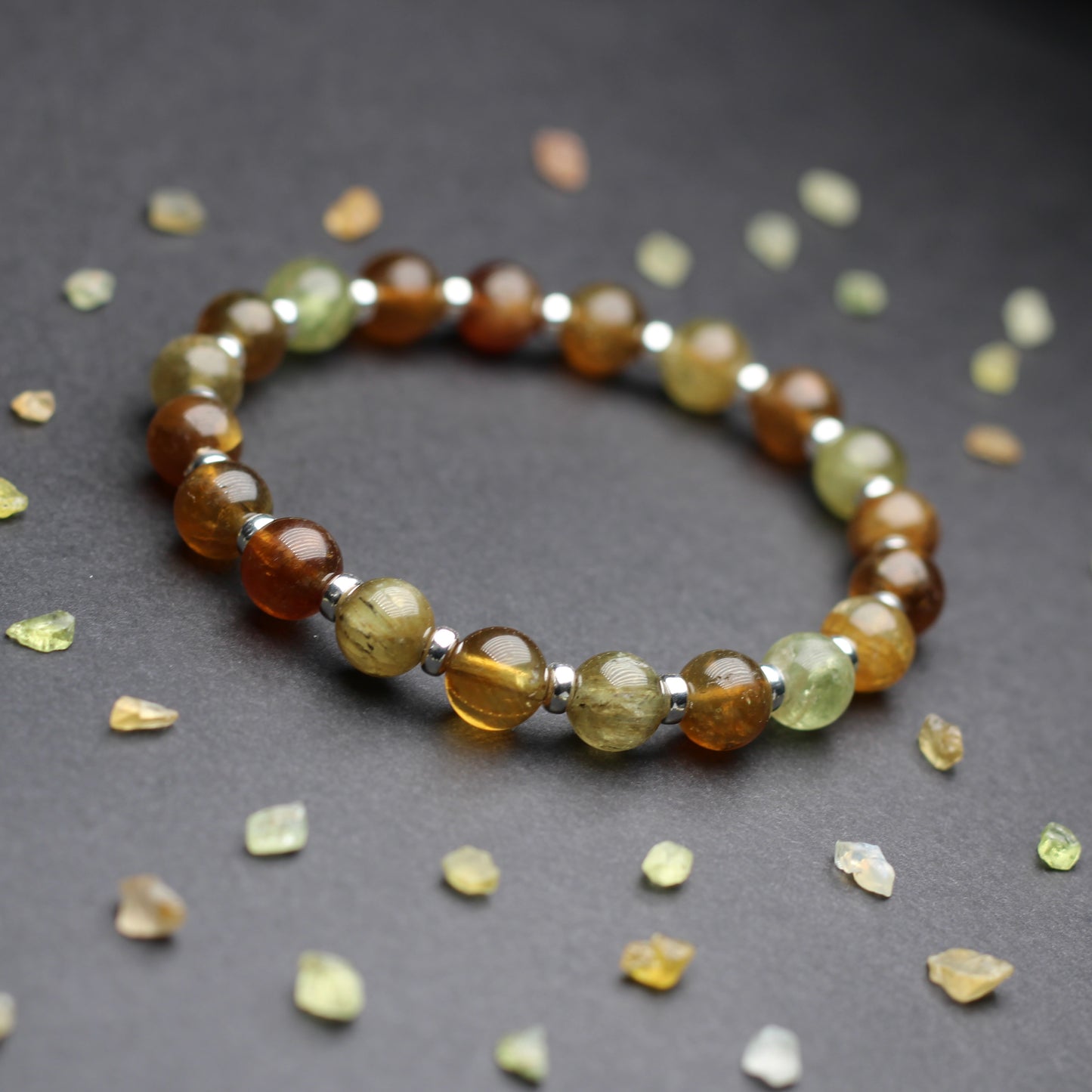 Chrysoberyl Power Bracelet With Sterling Silver & Gem Rough Tumbles