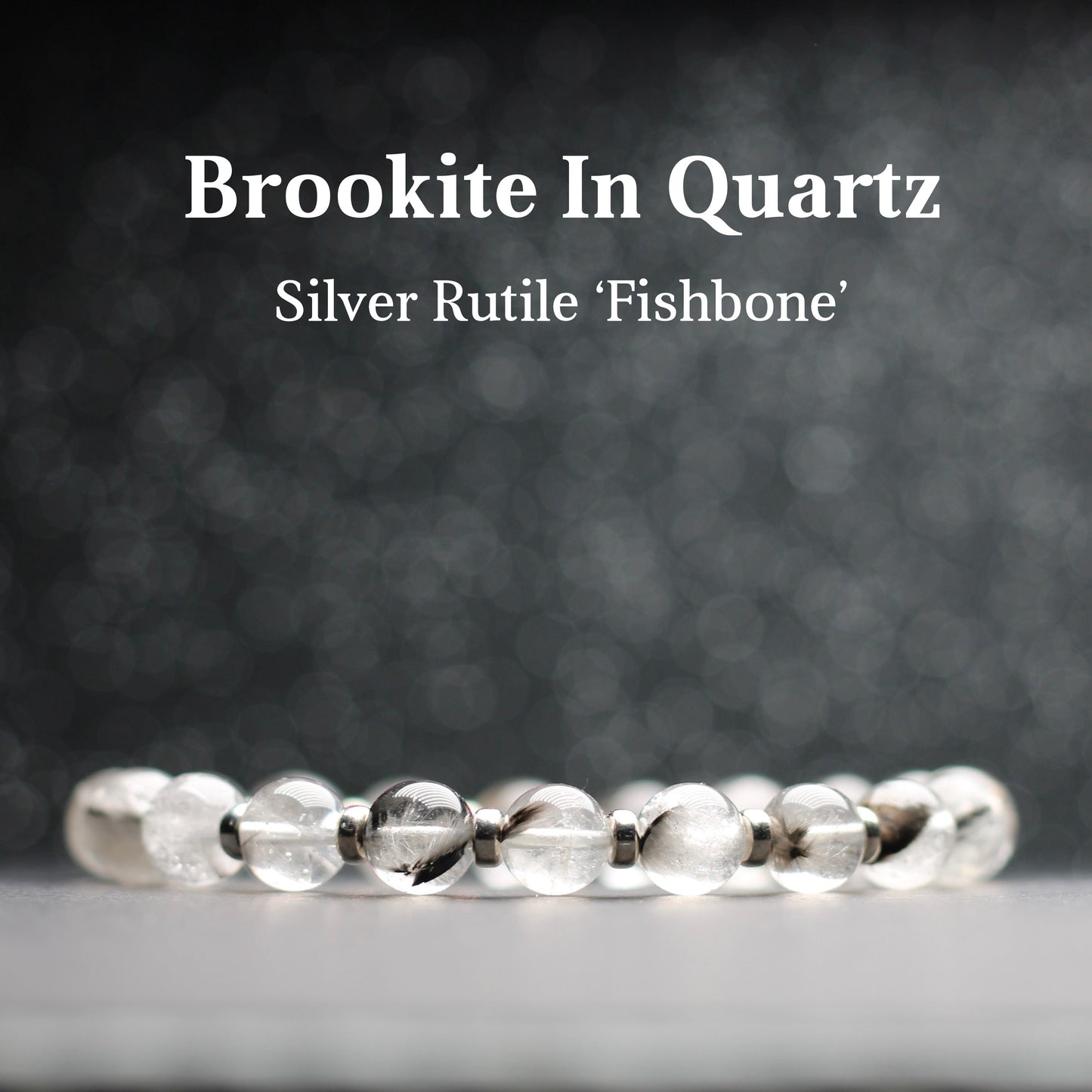 Brookite Fishbone In Quartz Silver Rutile Power Bracelet With Sterling Silver & Brookite Crystal