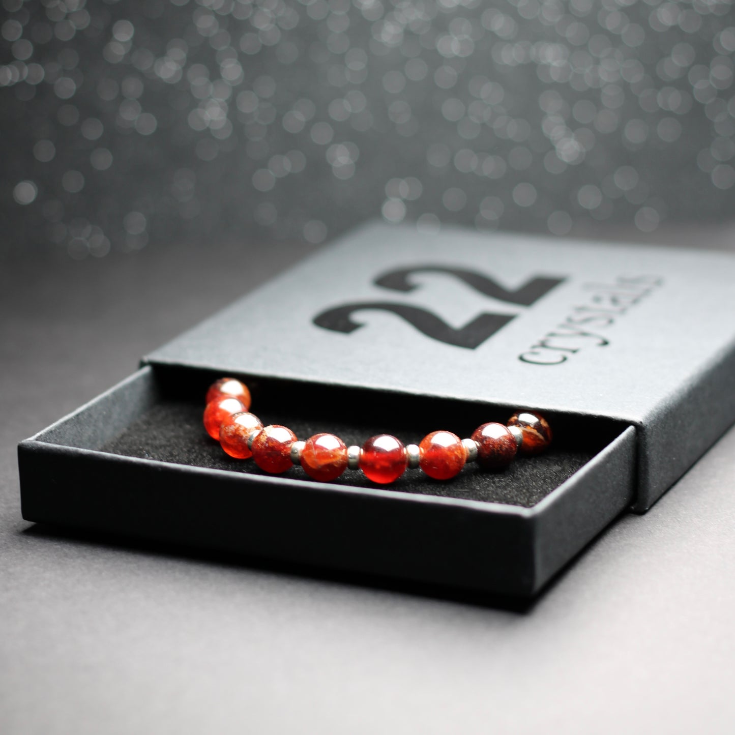 Spessartine Garnet Power Bracelet With Sterling Silver & Spessartine Tumble
