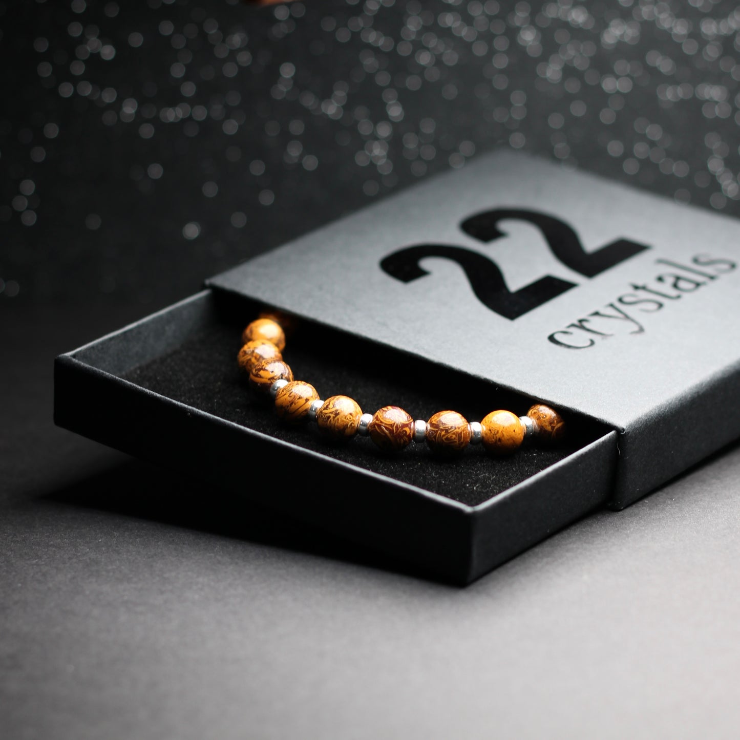 Calligraphy Stone Power Bracelet With Sterling Silver & Tumble Stone