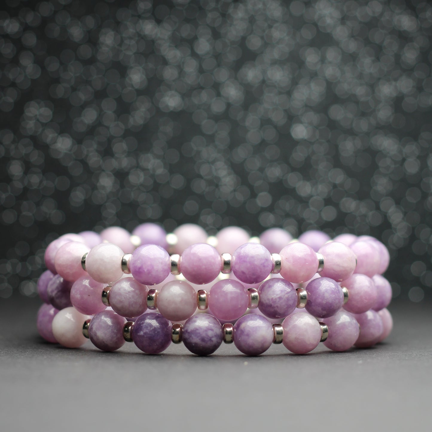Lilac Lepidolite Power Bracelet With Sterling Silver & Lepidolite Specimen