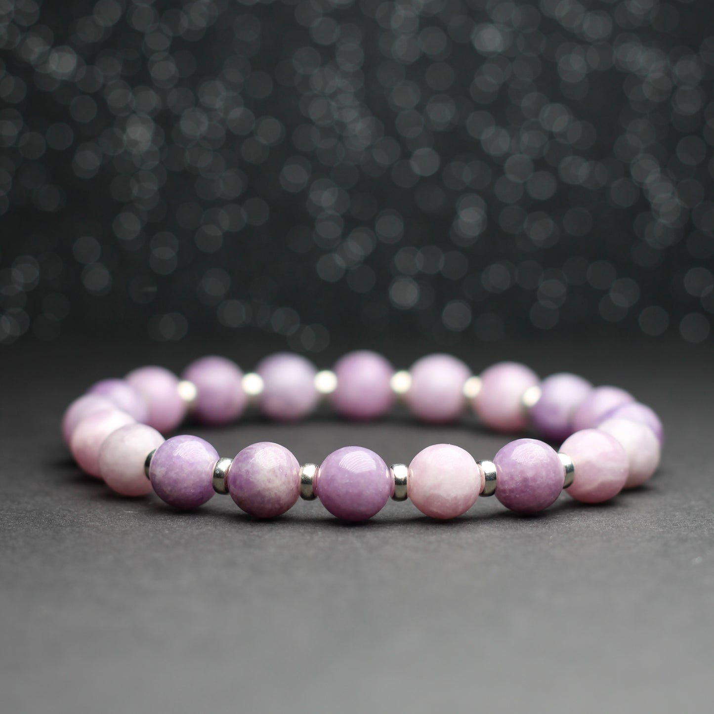 Lilac Lepidolite Power Bracelet With Sterling Silver & Lepidolite Specimen