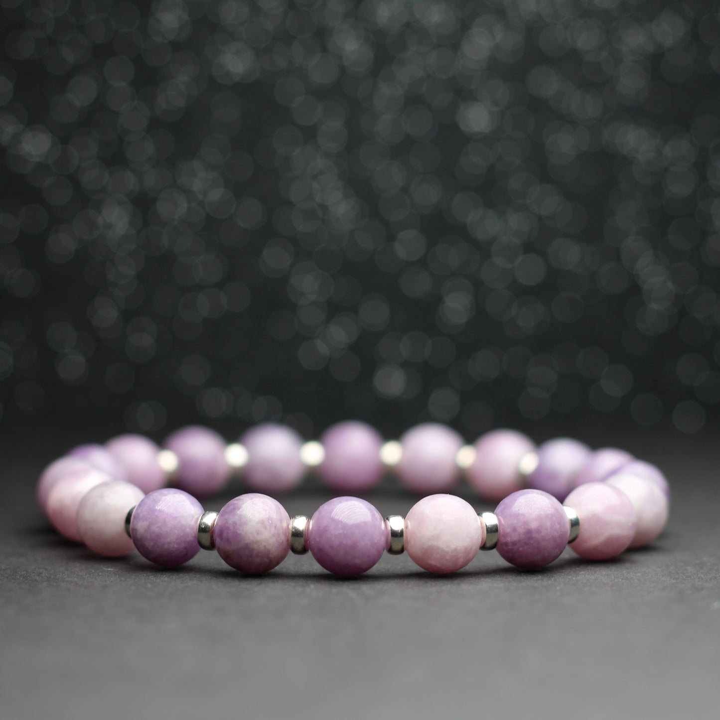 Lilac Lepidolite Power Bracelet With Sterling Silver & Lepidolite Specimen