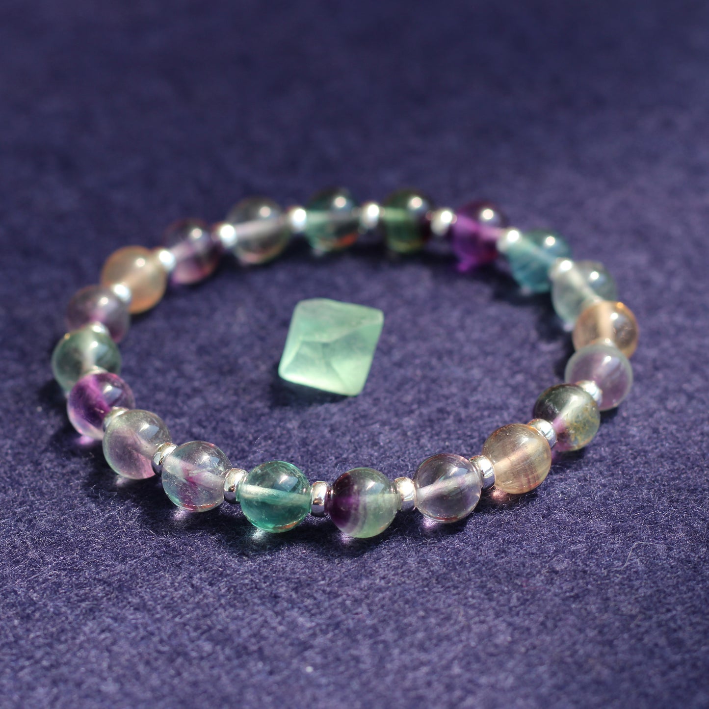 Rainbow Fluorite Power Bracelet With Sterling Silver