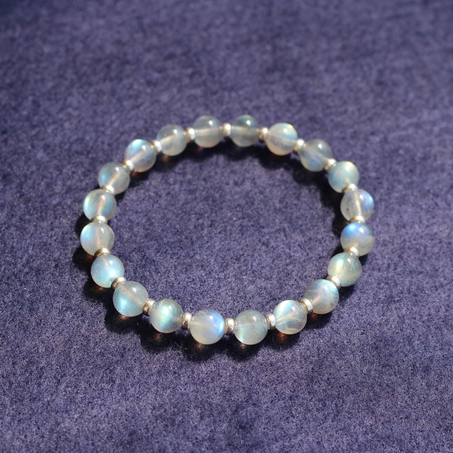 Labradorite Light AA Power Bracelet With Sterling Silver & Free Labradorite Tumble Stone
