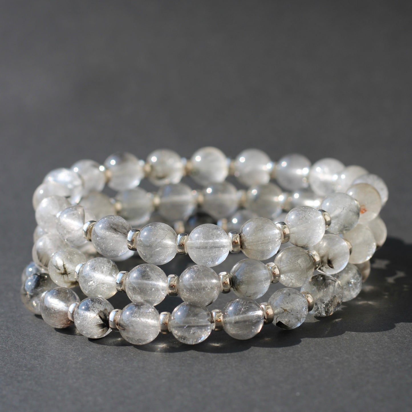 Brookite Fishbone In Quartz Silver Rutile Power Bracelet With Sterling Silver & Brookite Crystal