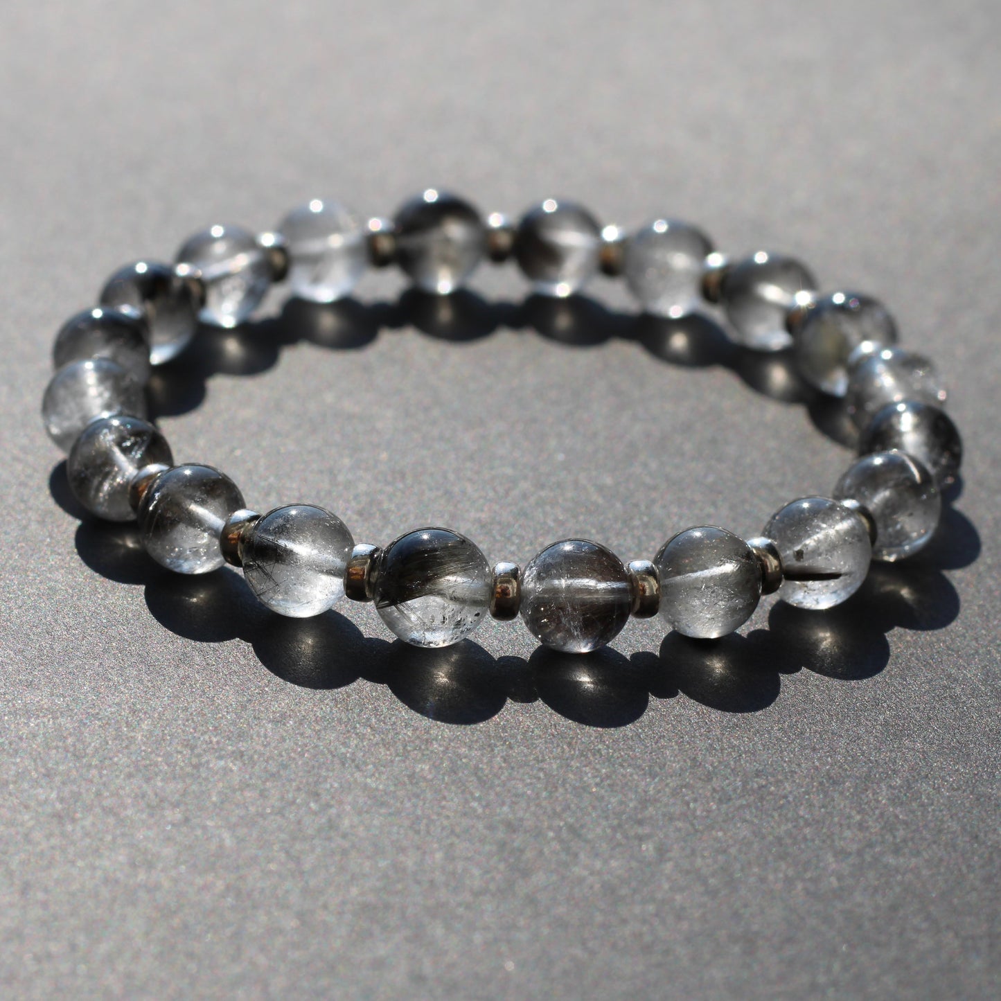 Brookite Fishbone In Quartz Silver Rutile Power Bracelet With Sterling Silver & Brookite Crystal